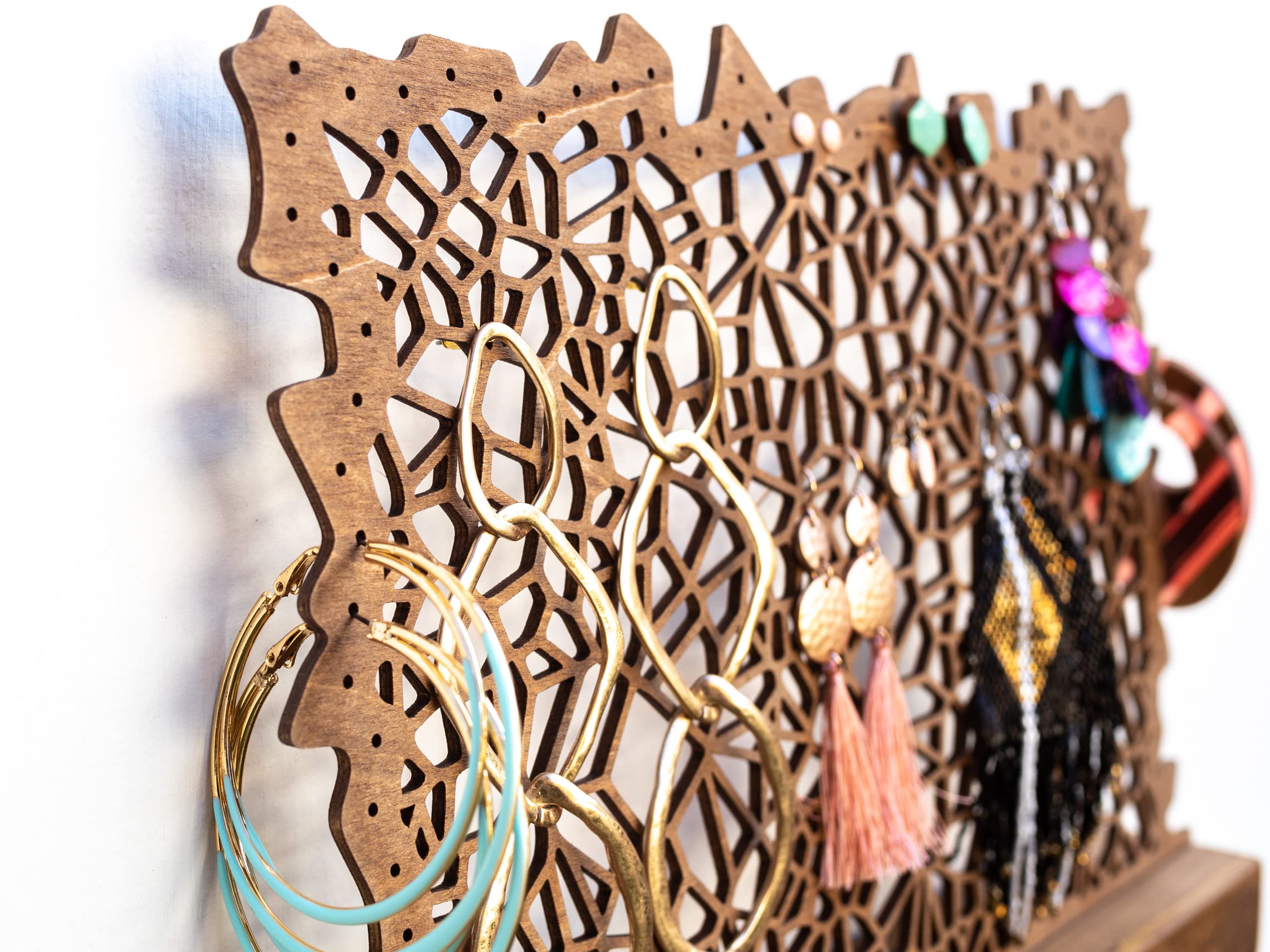 Wall Mounted Jewelry Organizer - Hanging Display Stand for Necklaces, Bracelets, Earrings & Studs - Perfect for Bedroom, Closet & Boutique Store Organization
