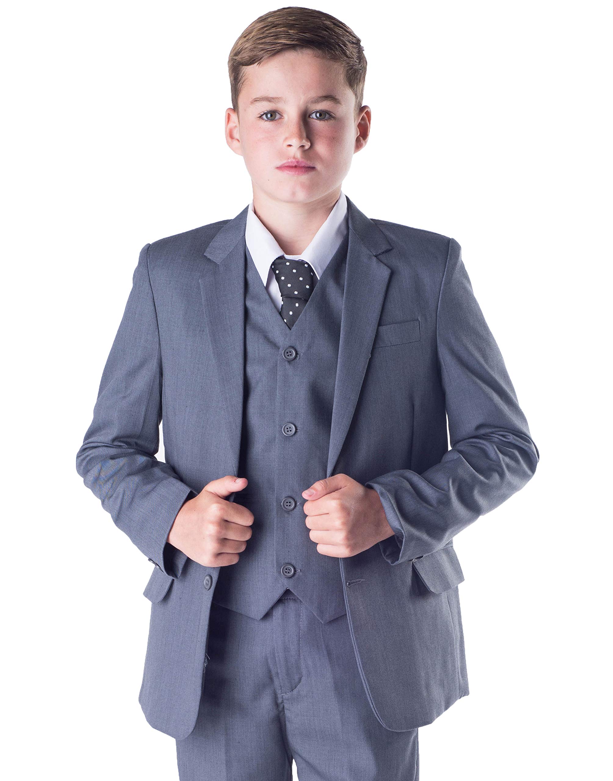 Romario Boys Grey 5-Piece Suit for Wedding & Prom