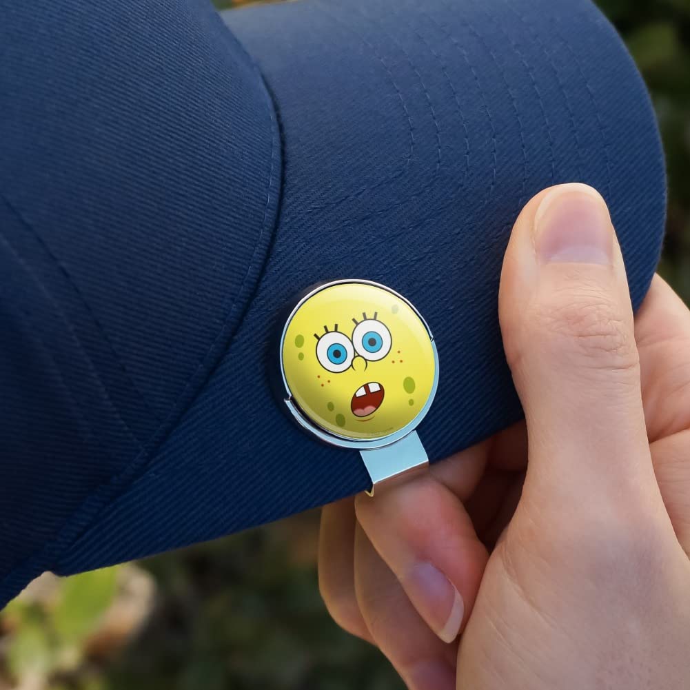 Spongebob Surprise Face Golf Hat Clip with Magnetic Ball Marker - Fun Cartoon Golf Accessories for Men & Women - Perfect for Golf Tournaments, Driving Range & Casual Play