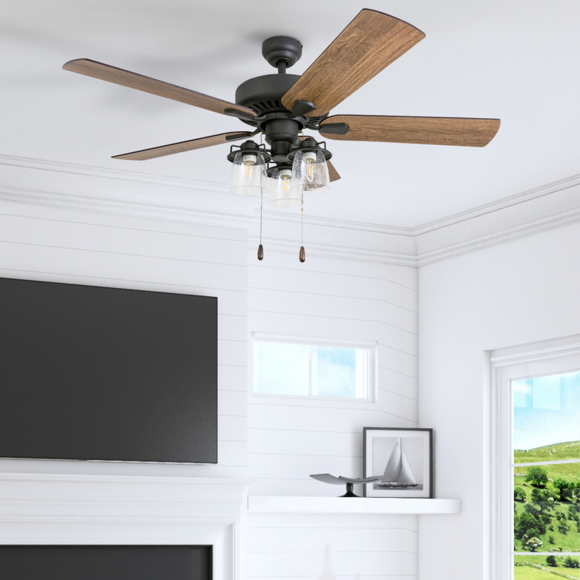 52 Inch Briarcrest Bronze Ceiling Fan with Pull Chain - Perfect for Living Room, Bedroom, and Outdoor Spaces