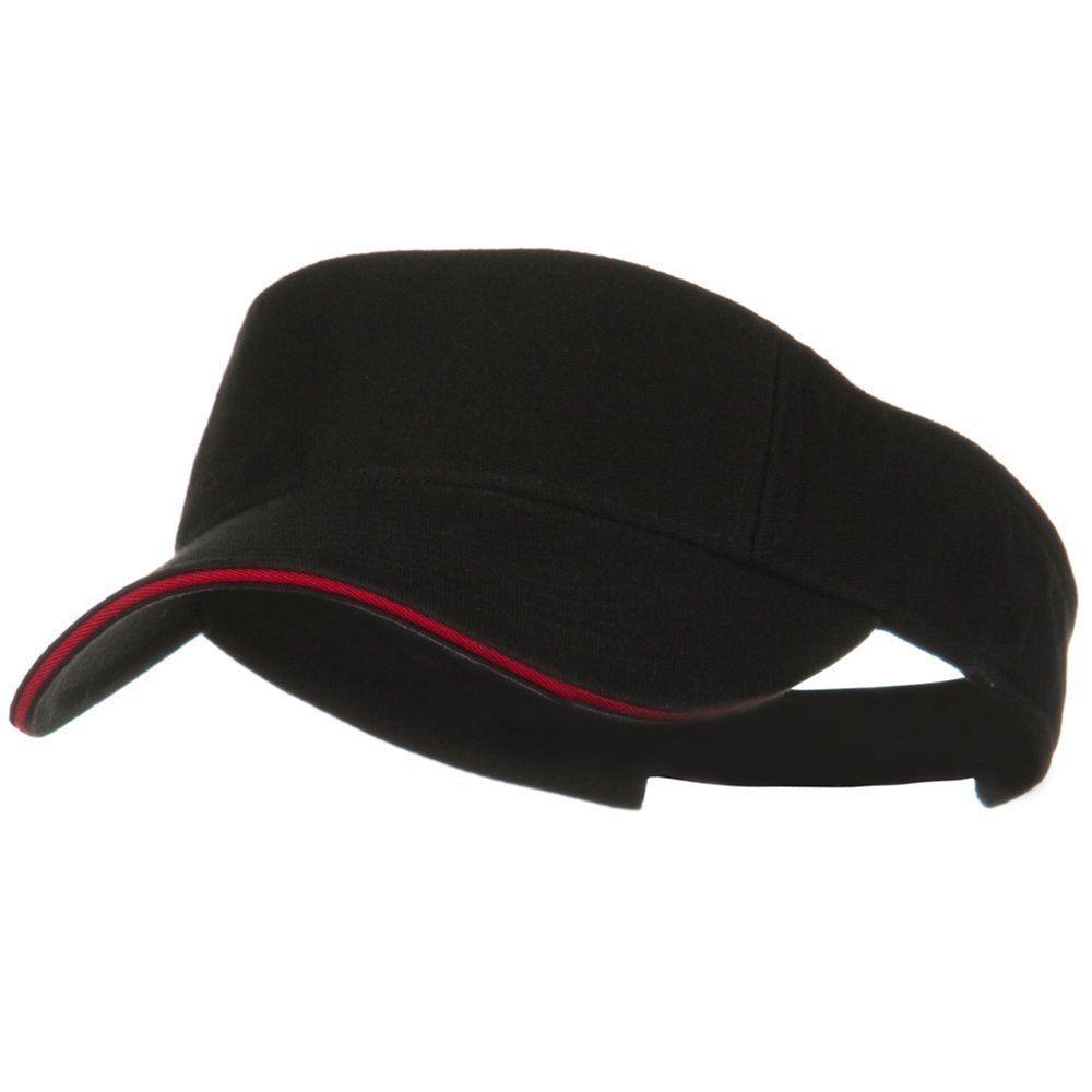 Prostyle Cotton Twill Washed Sandwich Visor Cap - Black & Red (Size W38S37F) for Outdoor Sports, Golf, Running and Sun Protection