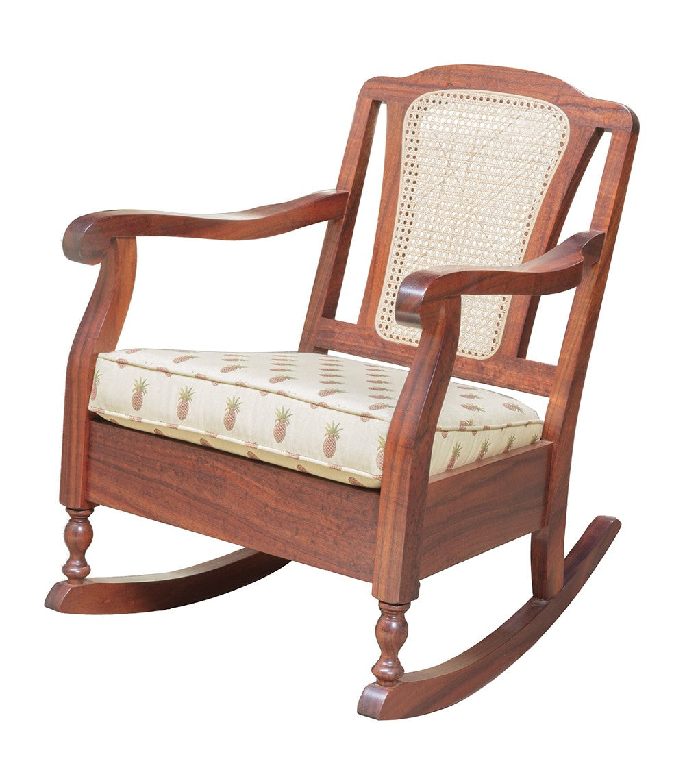 Premium Koele Rocking Chair with Cane Back - Comfortable Wooden Porch Rocker for Living Room, Nursery, or Outdoor Patio Relaxation