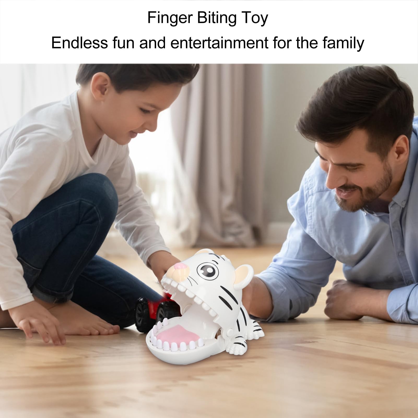 Interactive Cartoon Animal Dentist Teeth Toy with Rotating Wheel - Stress Relief & Anxiety Toy for Hand-Eye Coordination - Fun Biting Finger Toy for Kids (White) | Perfect for Sensory Play, Dental Education & Toddler Learning Activities