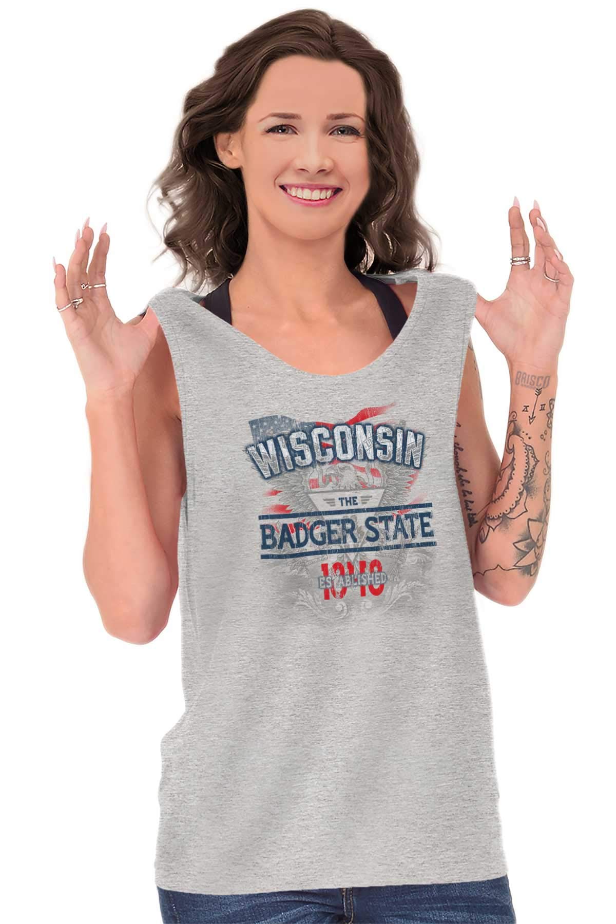 Wisconsin United States Motto Tank Top T-Shirts for Men & Women - Casual Wear, Gym, Outdoor Activities