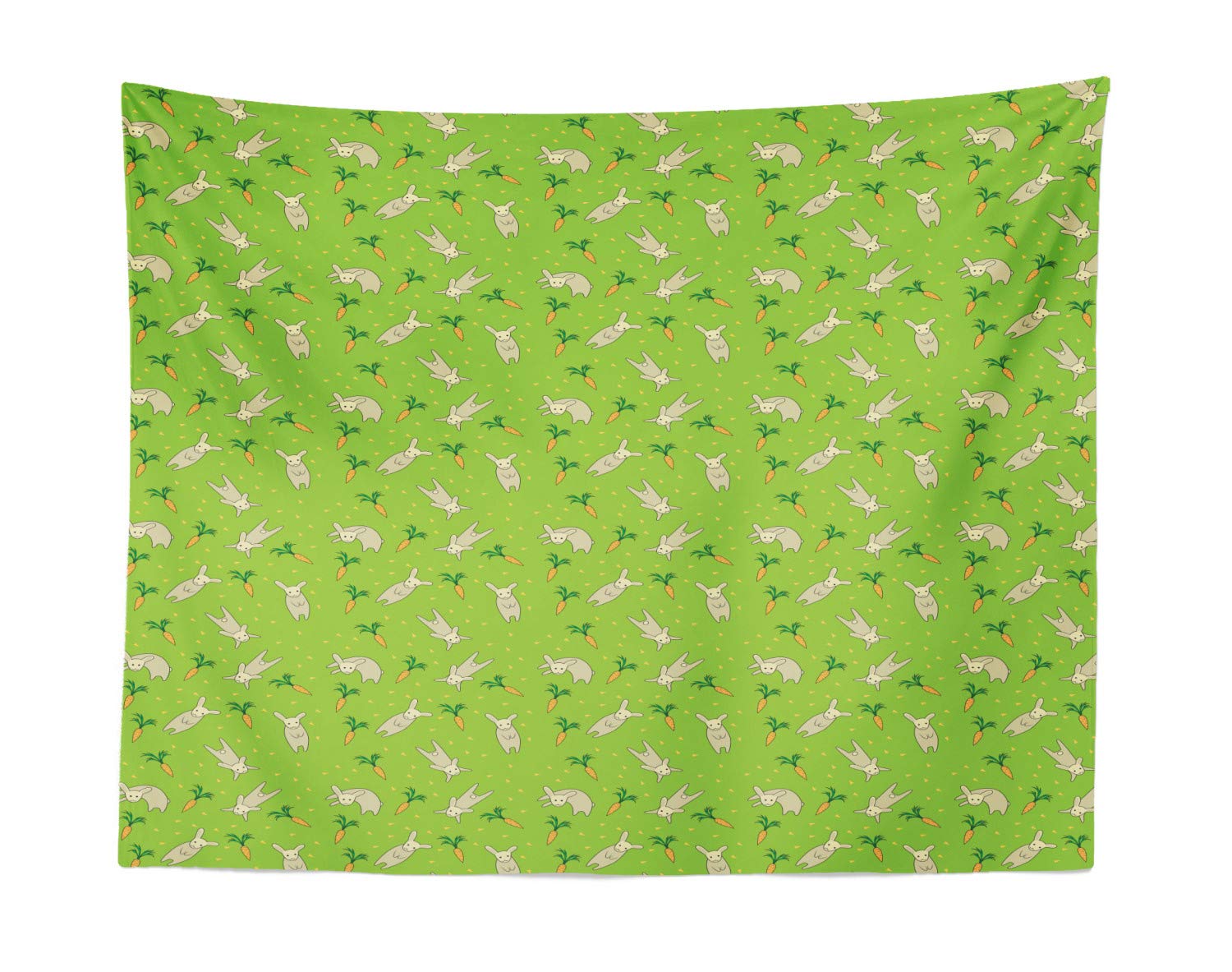 Ambesonne Bunny Tapestry Wall Hanging - Cute Rabbit with Carrots Geometric Design Home Decor for Bedroom, Living Room, Dorm - 28x23 Inch Lime Green Multicolor - Perfect for Easter Decorations & Boho Room Aesthetics
