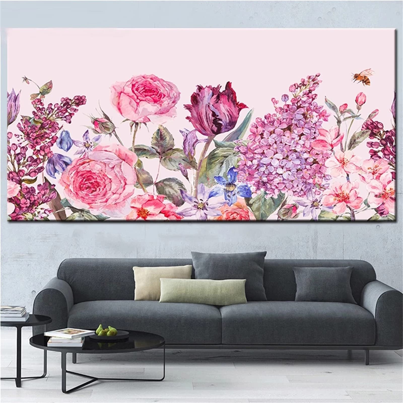 Premium Diamond Painting Kit - Pink Peony Full Drill Art for Adults | 16x48 Inch DIY Crystal Rhinestone Cross Stitch Wall Decor | Perfect for Home Decoration, Stress Relief & Creative Gift