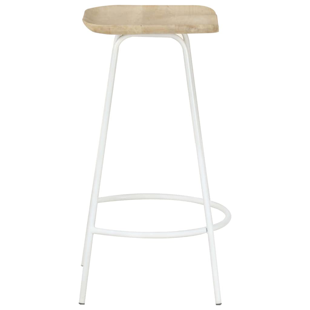 Industrial Bar Stools Set of 4 - Solid Mango Wood Counter Height Bar Chairs with Footrest for Kitchen, Breakfast Nook, Living Room & Party Room - Rustic Home & Commercial Use