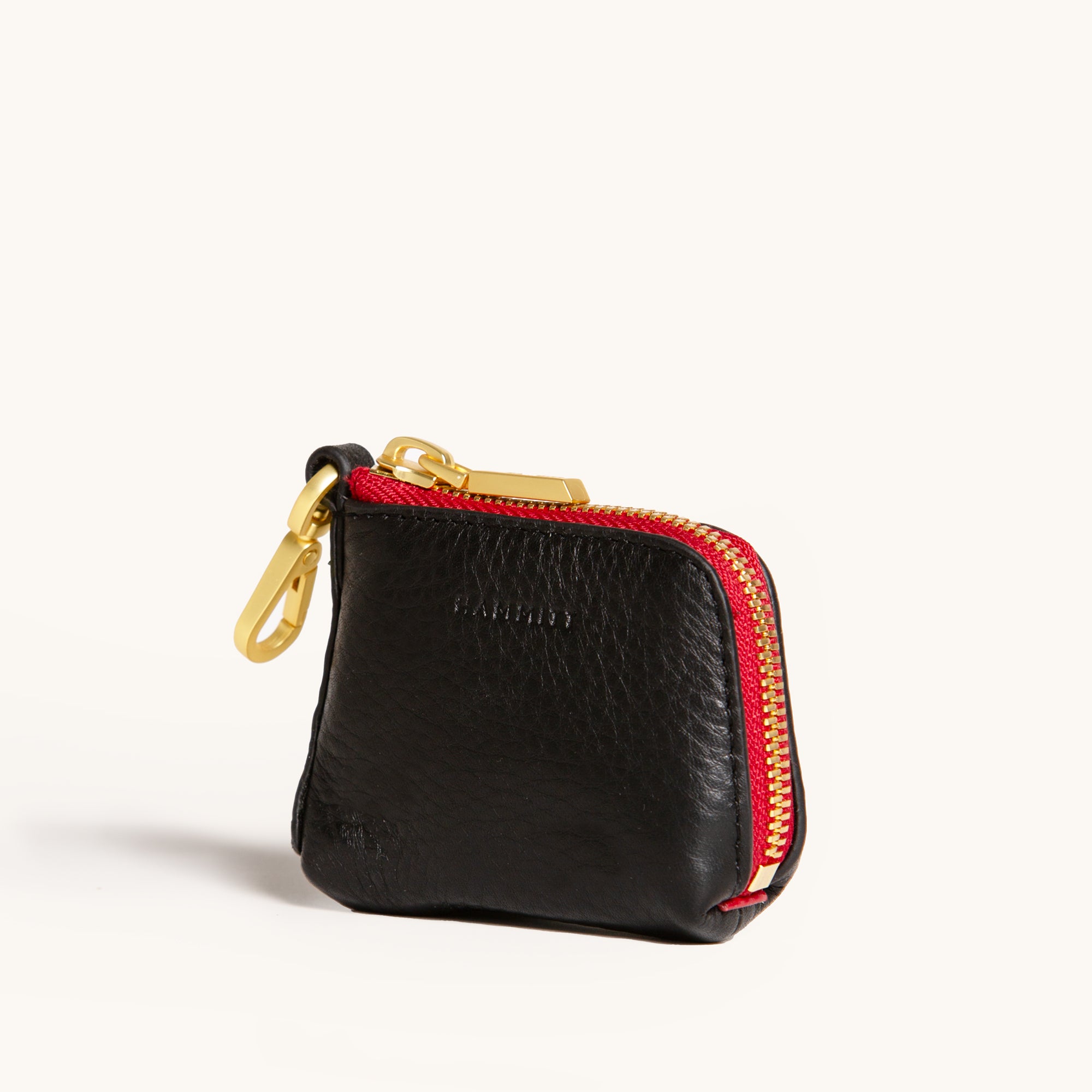 Syd Pouch Crossbody Bag - Black with Brushed Gold Red Zip | Stylish & Secure for Travel, Work & Everyday Use
