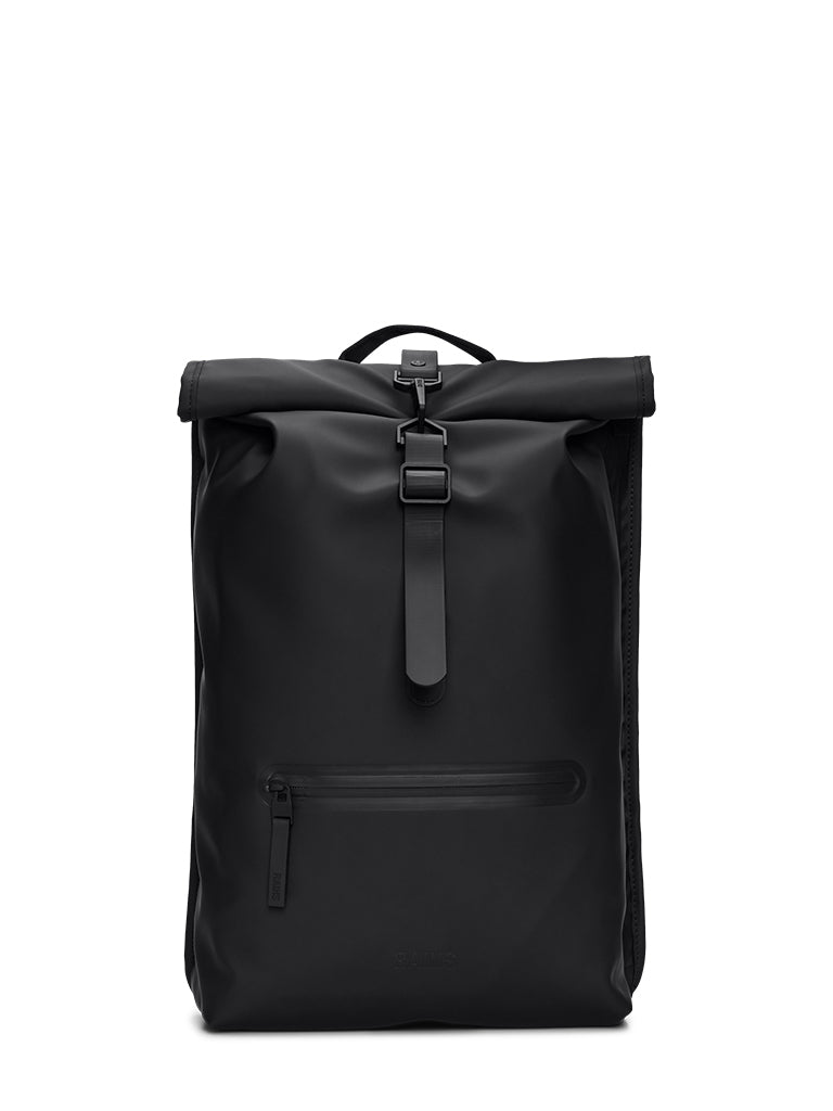 Rains Rolltop Backpack in Black - Waterproof & Stylish for Commuting, Travel & Everyday Use