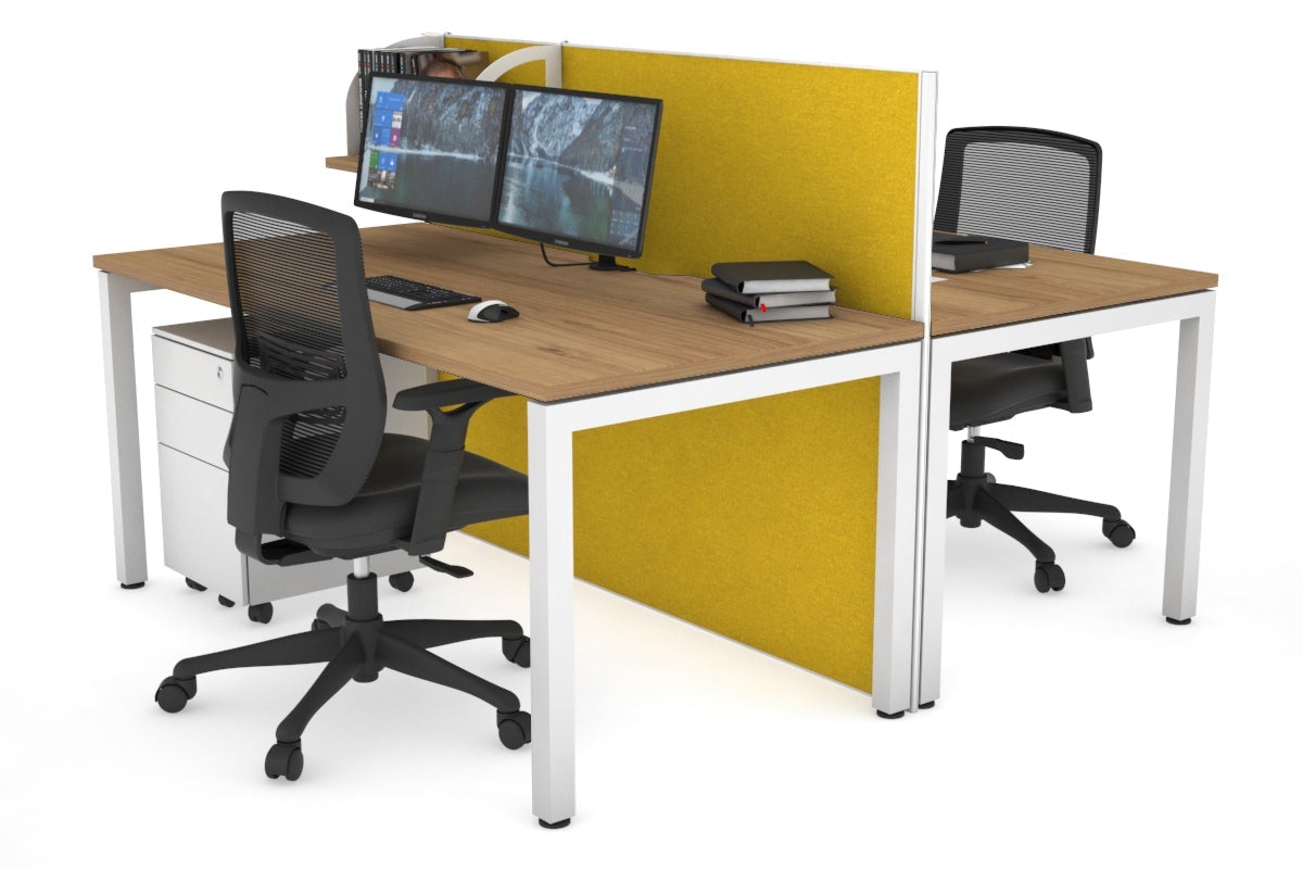 Horizon Quadro 2-Person Office Workstation Bench with Square Legs - 1600L x 800W Dimensions, Cable Management Scallop - Perfect for Collaborative Workspaces & Modern Offices