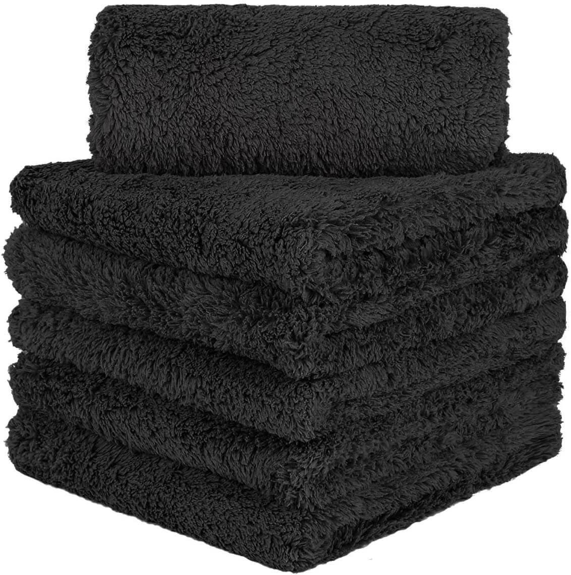 6-Piece Edgeless Coral Fleece Microfiber Towels - Ultra Soft 16x16 Inch, 450GSM Quick-Dry Bath & Gym Towels for Spa, Travel, Yoga, and Sports