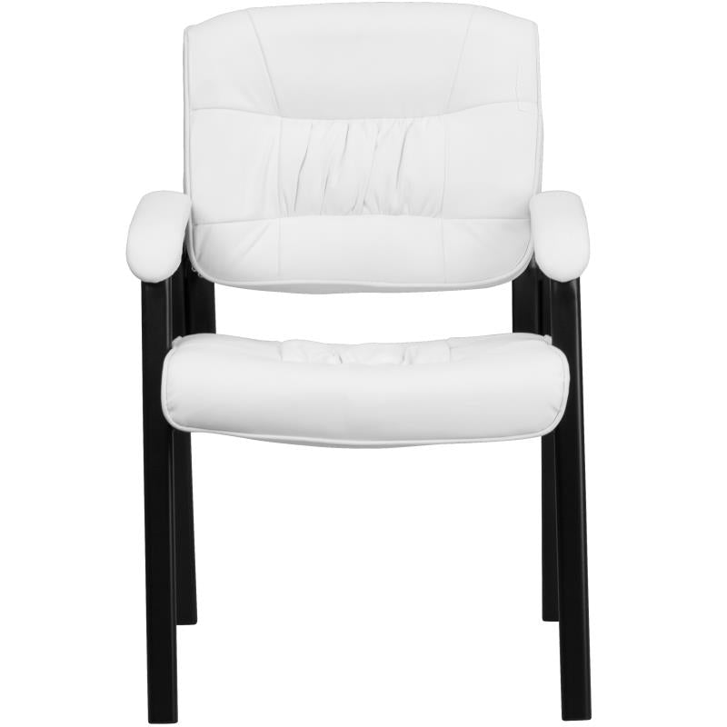 Premium FLASH Haeger Leather Executive Office Chair - Black Metal Frame Reception Seating for Professional Workspaces & Conference Rooms