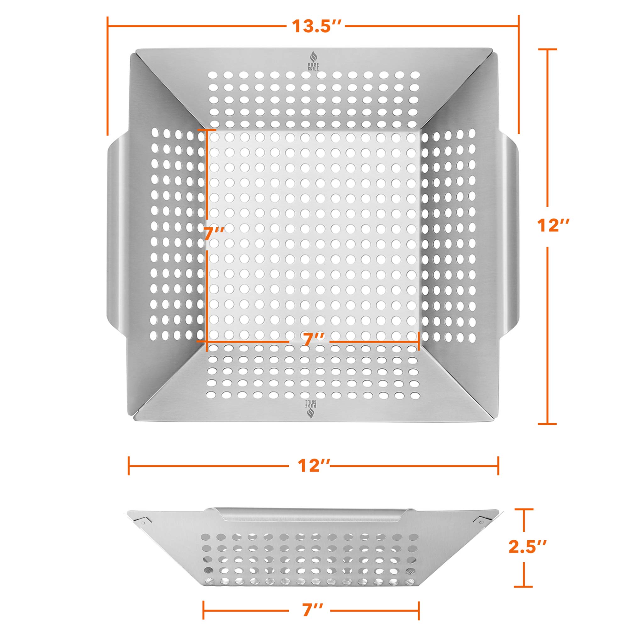 Stainless Steel BBQ Grill Basket for Vegetables - Heavy Duty Grill Wok Pan Tray for Outdoor Cooking, Camping & Backyard Barbecue - Perfect for Grilling Zucchini, Peppers, Onions & More