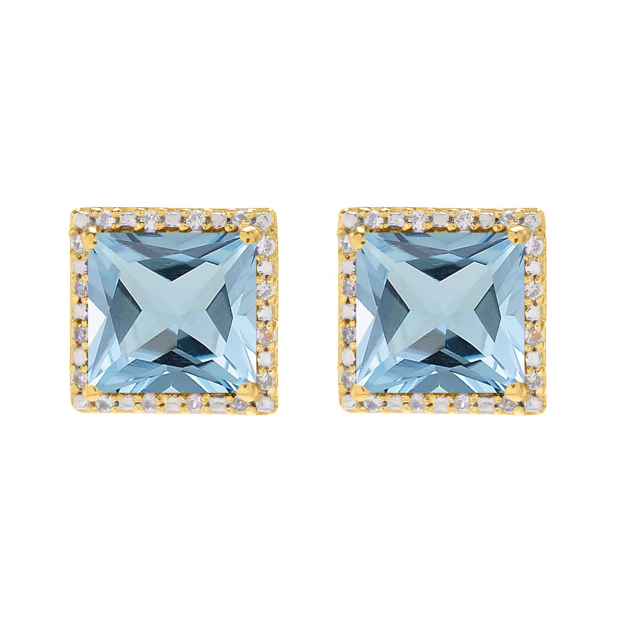 14K Gold Over Sterling Silver Halo Stud Earrings for Women - Elegant Cubic Zirconia CZ Earrings for Daily Wear, Parties & Gifts
