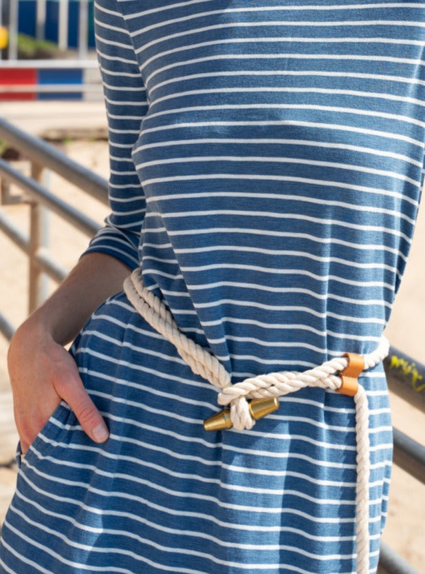 Castaway Rope Belt with Solid Brass Toggle - Adjustable Nautical Style Belt for Men & Women - Perfect for Boating, Outdoor Adventures & Casual Wear