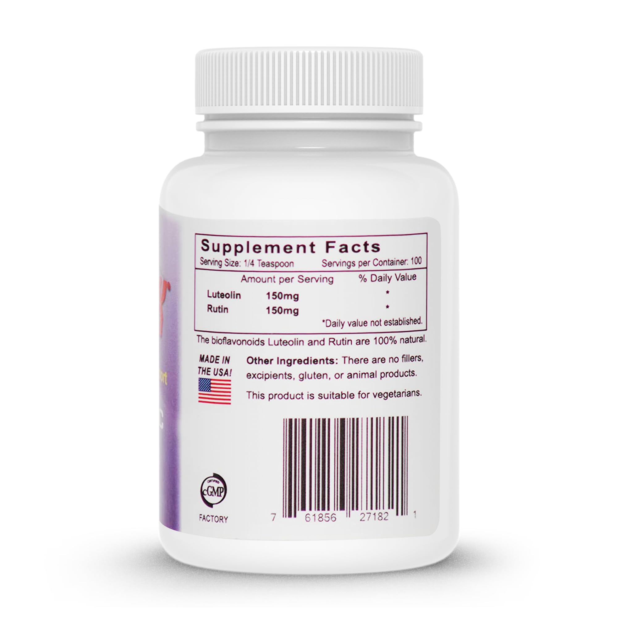 Lutimax Kids Brain Supplement Powder with Luteolin & Rutin - Supports Memory, Focus, Muscle & Immune Health - Nootropic Antioxidant Formula - 200 Servings - Ideal for School, Study & Daily Cognitive Performance