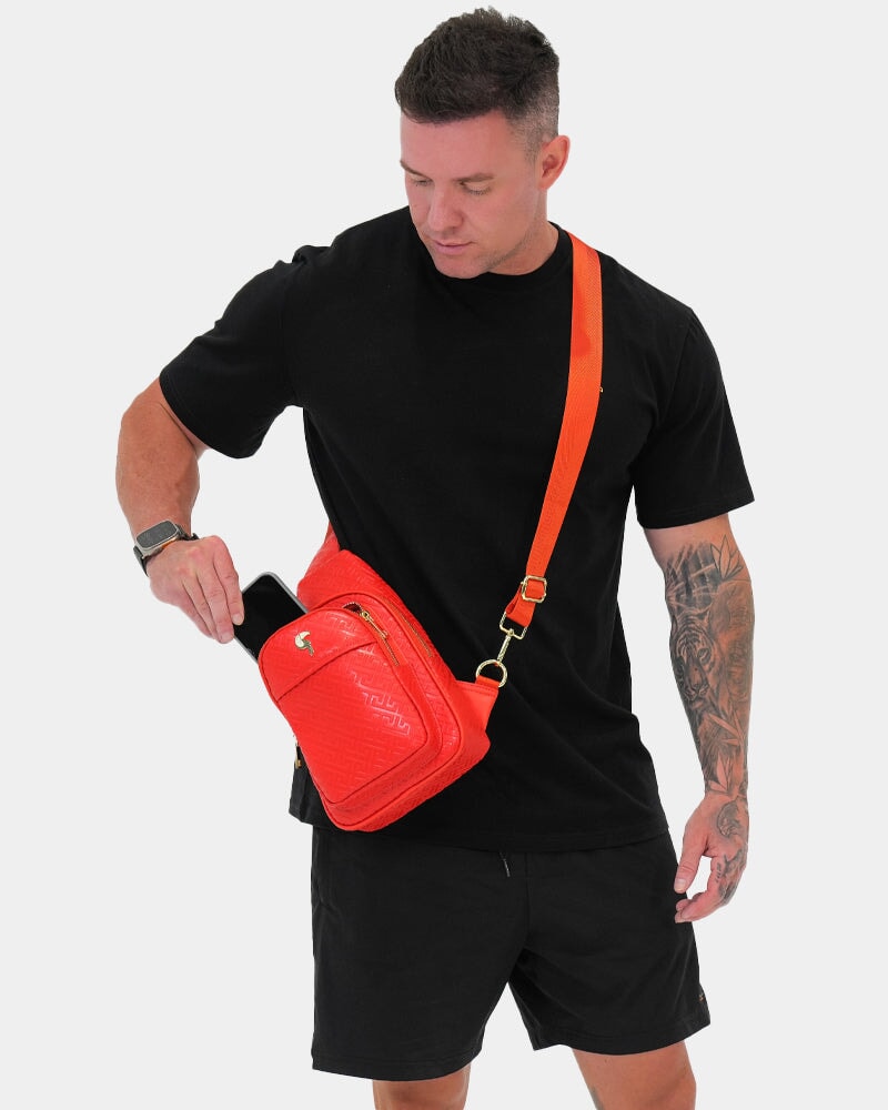 Premium Genuine Red Leather Messenger Bag for Men & Women - Stylish & Durable Crossbody Laptop Bag for Work, Travel & Everyday Use