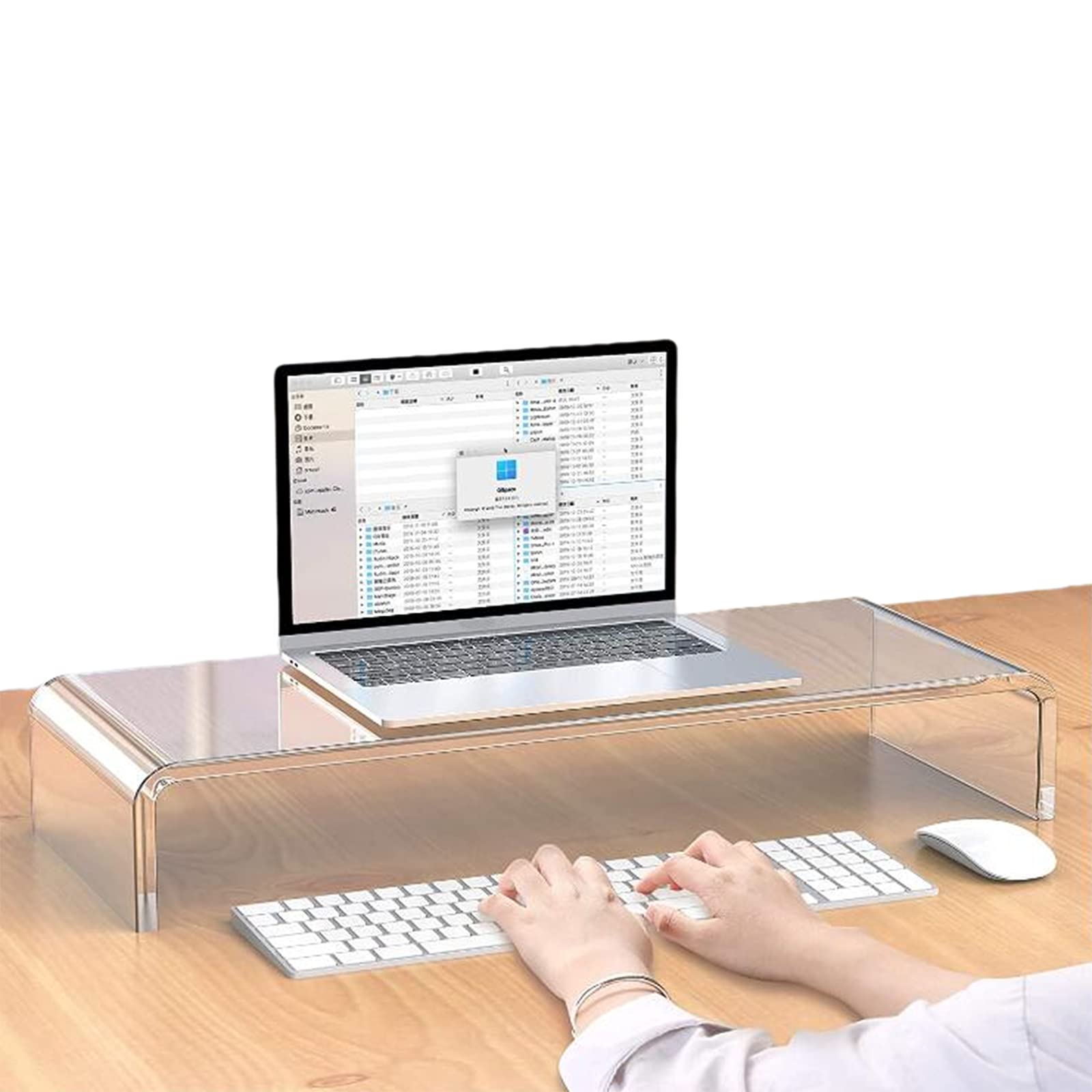 **Multifunctional Acrylic Laptop Monitor Stand - Smooth, Transparent & Easy to Clean - Prevents Cats from Touching Keyboard - Compatible with Mechanical Keyboard, Laptop & Monitor (0.47in H x 19.77in W x 53.9in L) - Perfect for Home Office, Gaming & Workspace Organization**