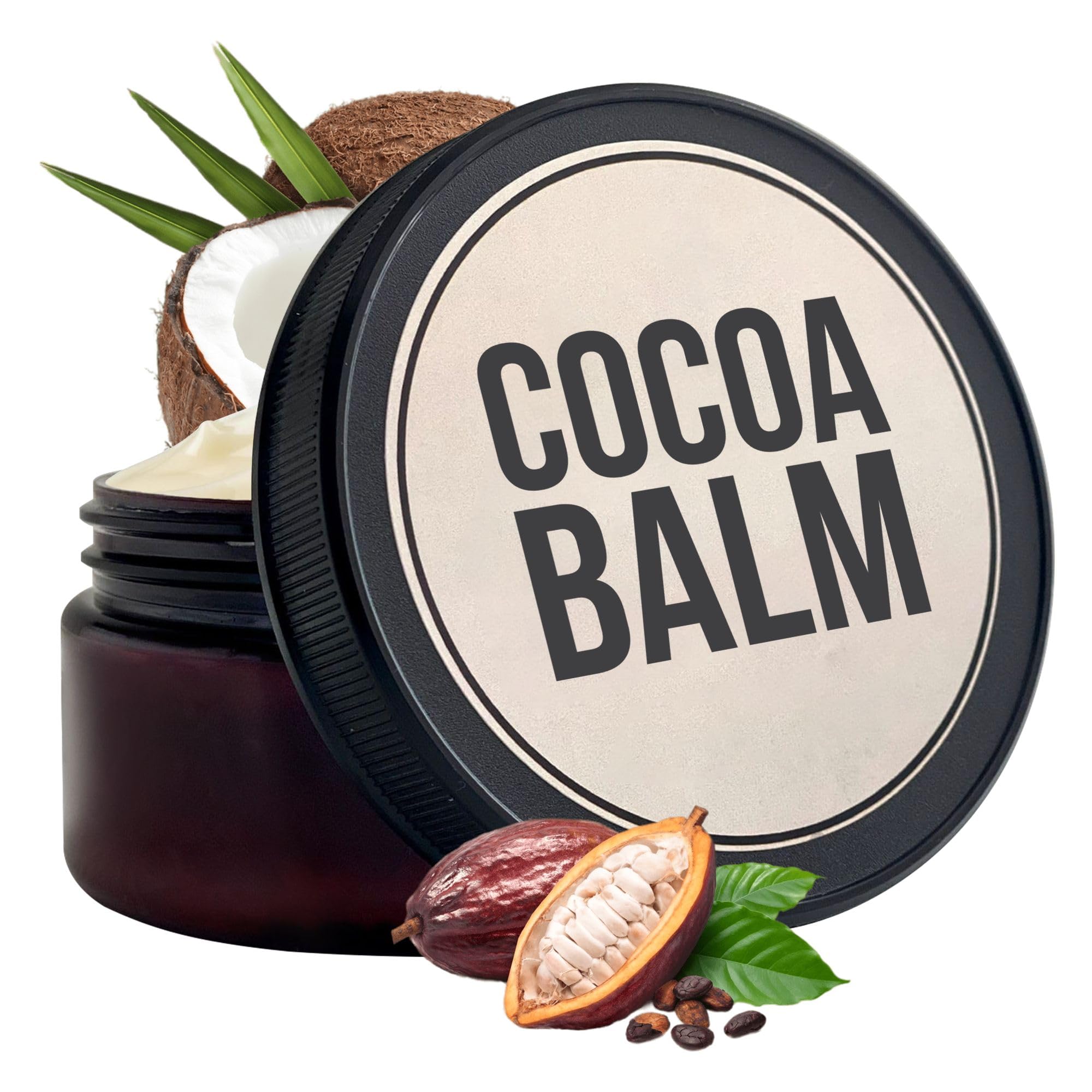 Organic Cocoa, Shea & Coconut Body Butter - All Natural Deep Hydrating Moisturizer for Dry Skin - Nourishing Body Balm for Men & Women - 6.3 oz - Perfect for Daily Skincare Routine, After Shower Hydration & Winter Skin Care