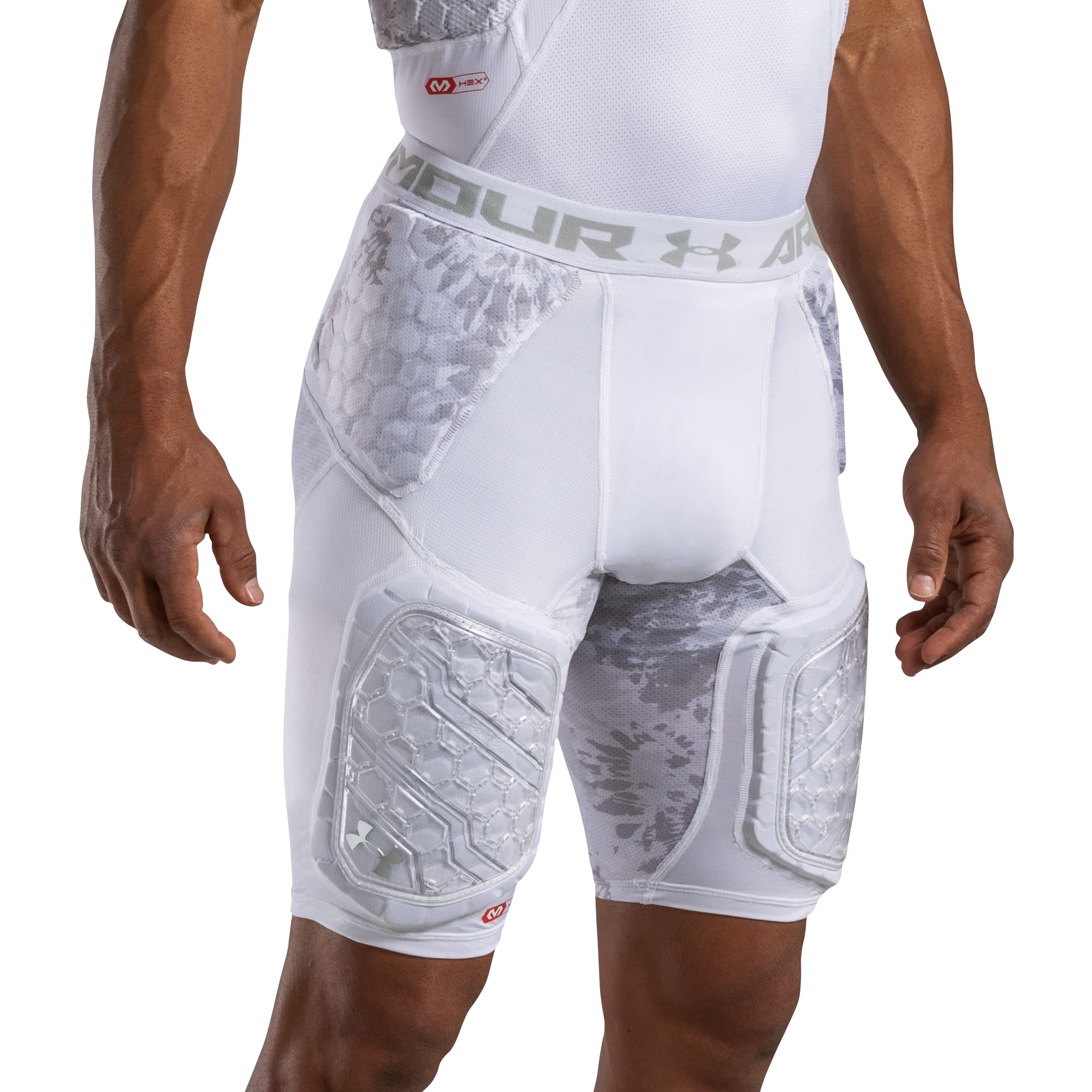 Under Armour 5-Pad Girdle Game Day Compression Tights/Shorts with McDavid HEX Padded Leg & Groin Protection - Football, Rugby & Hockey Protective Gear for Athletes
