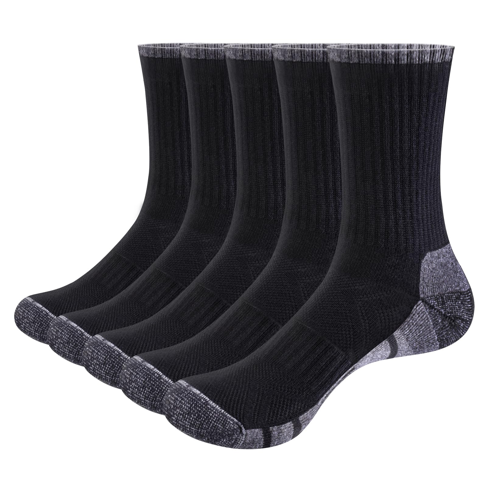 **Men's Moisture-Wicking Odor-Free Cushioned Cotton Casual Crew Socks - 5 Pairs - Perfect for Work, Training & Everyday Comfort**