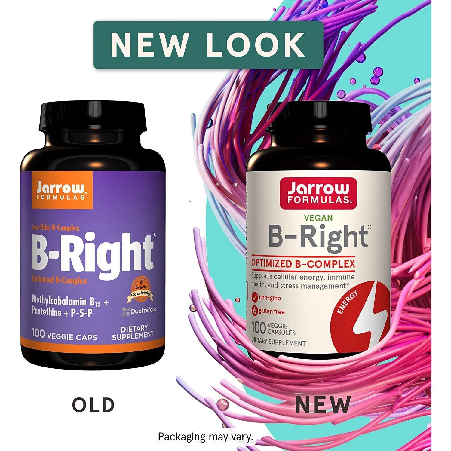 Jarrow Formulas B Right - High Potency B-Complex Vitamin Supplement with Methylcobalamin & Active Folate - Supports Energy, Brain Function & Metabolism - Ideal for Busy Professionals & Active Lifestyles