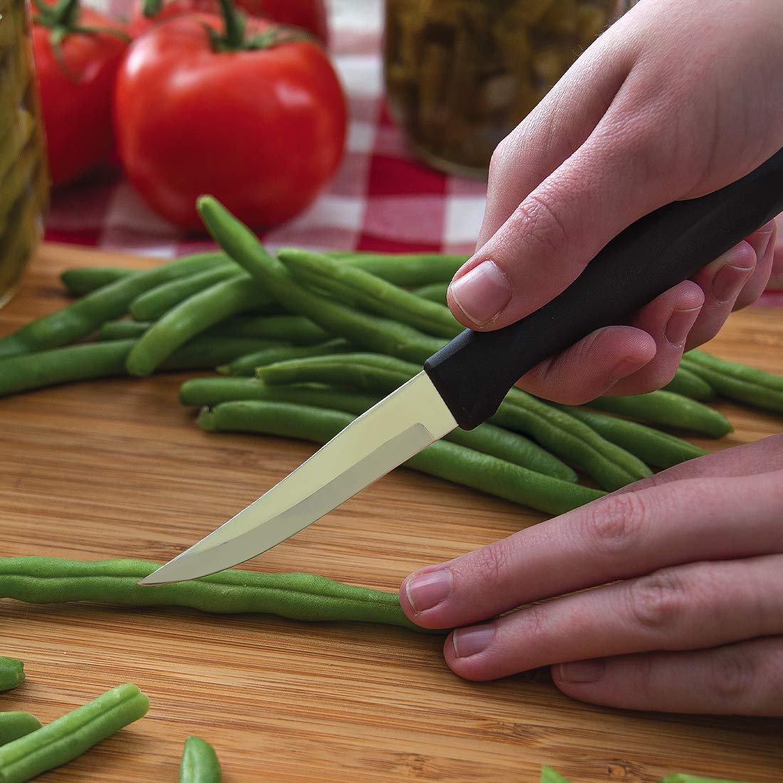 Rada Cutlery Anthem Series Heavy Duty Paring Knife - 3.5 Inch Sharp Kitchen Knife with Ergonomic Black Handle for Peeling, Slicing, and Precision Cutting Fruits Vegetables