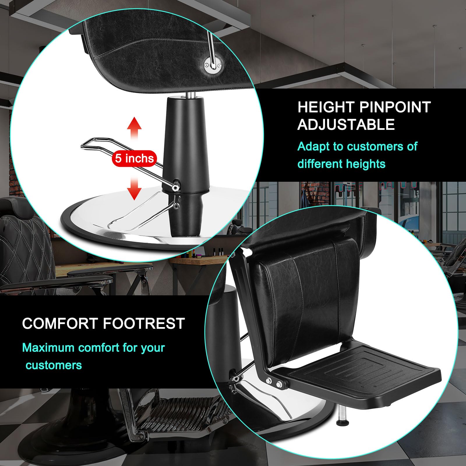 **Heavy Duty 360° Rotating Hydraulic Barber Chair - Professional Reclining Salon Styling Chair for Hairdressers & Barbershop Equipment (Ideal for Haircuts, Shaving & Beauty Treatments)**