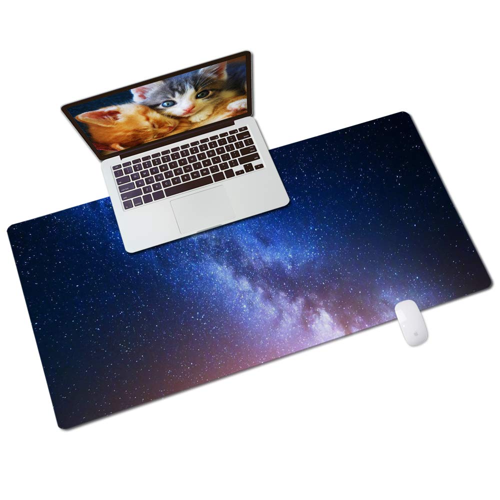 QIYI Galaxy PU Leather Desk Pad - Waterproof Computer Desk Mat & Non-Slip Keyboard Mouse Pad for Home & Office, Large Size 31.5