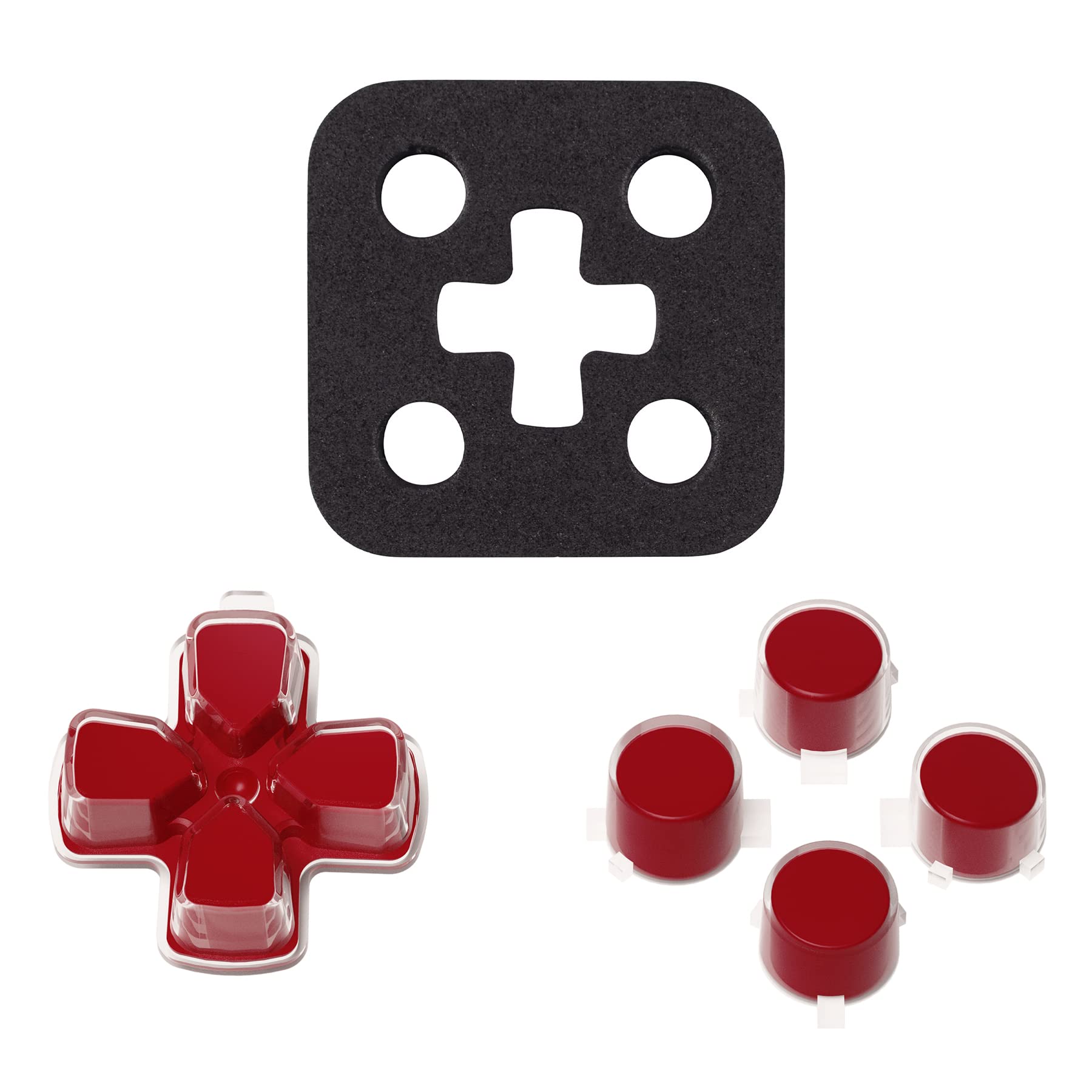 eXtremeRate Dual-Color Action Buttons & D-Pad Replacement Kit for PS5 Controller - Carmine Red & Transparent - DIY Customization for Enhanced Gaming Experience