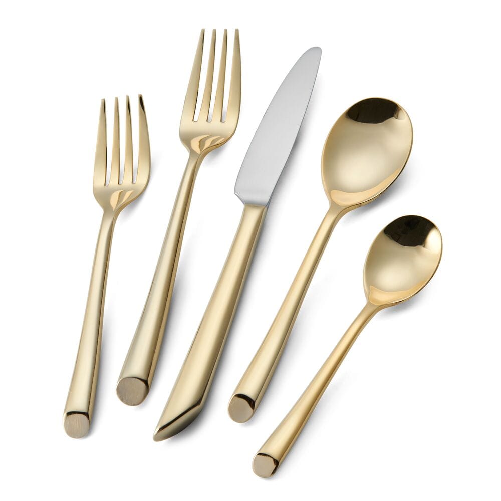 Gold Wave 20-Piece Stainless Steel Flatware Set - Service for 4 - Elegant Dinnerware for Everyday Use & Special Occasions - Perfect for Dining, Gifts & Home Decor