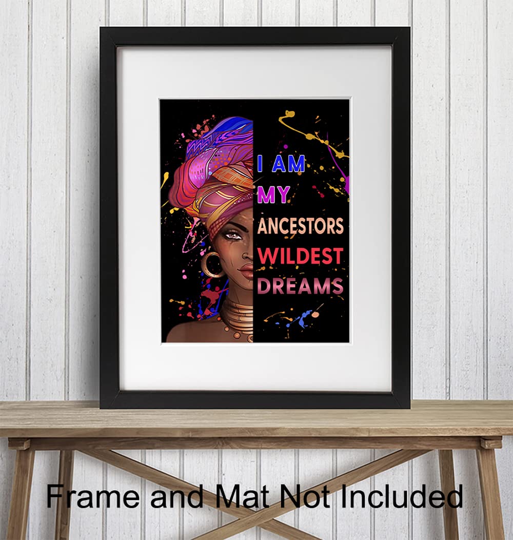 Black Art Wall Decor - Afro American Inspirational Quotes Poster for Bedroom & Office