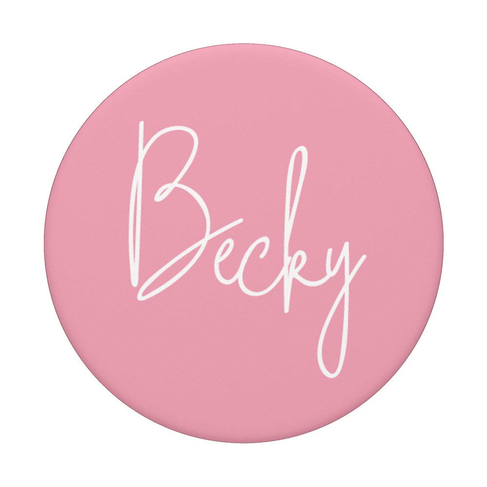 Becky Name Personalized Girl Name White on Pink - Becky PopSockets PopGrip: Swappable Phone Grip for iPhone, Samsung & Tablets | Perfect Gift for Birthdays, Graduation & Everyday Use