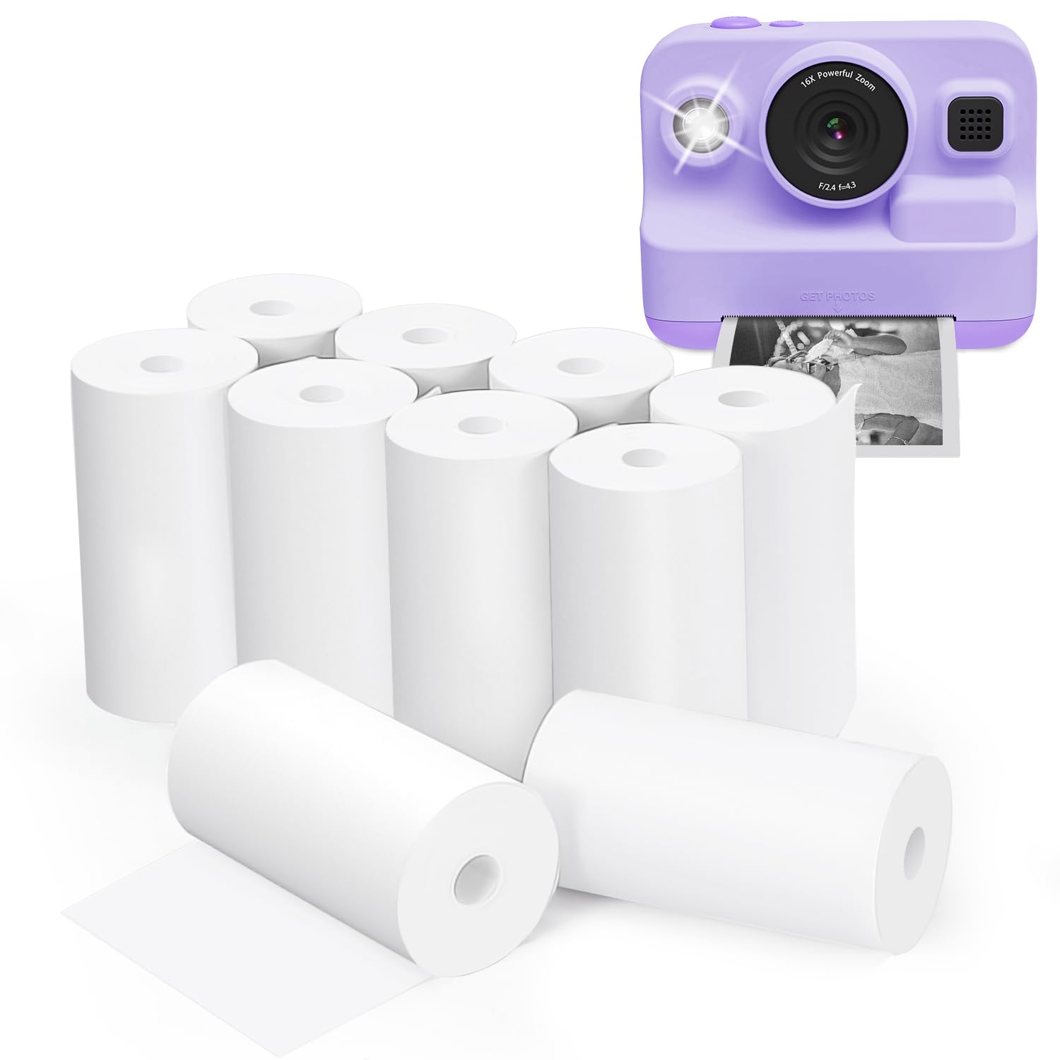 10 Pack Thermal Paper Rolls for Kids Instant Print Camera - HD Printing Receipt Paper Refill Set (SP418A) - Perfect for Birthday Parties, School Projects & DIY Photo Printing