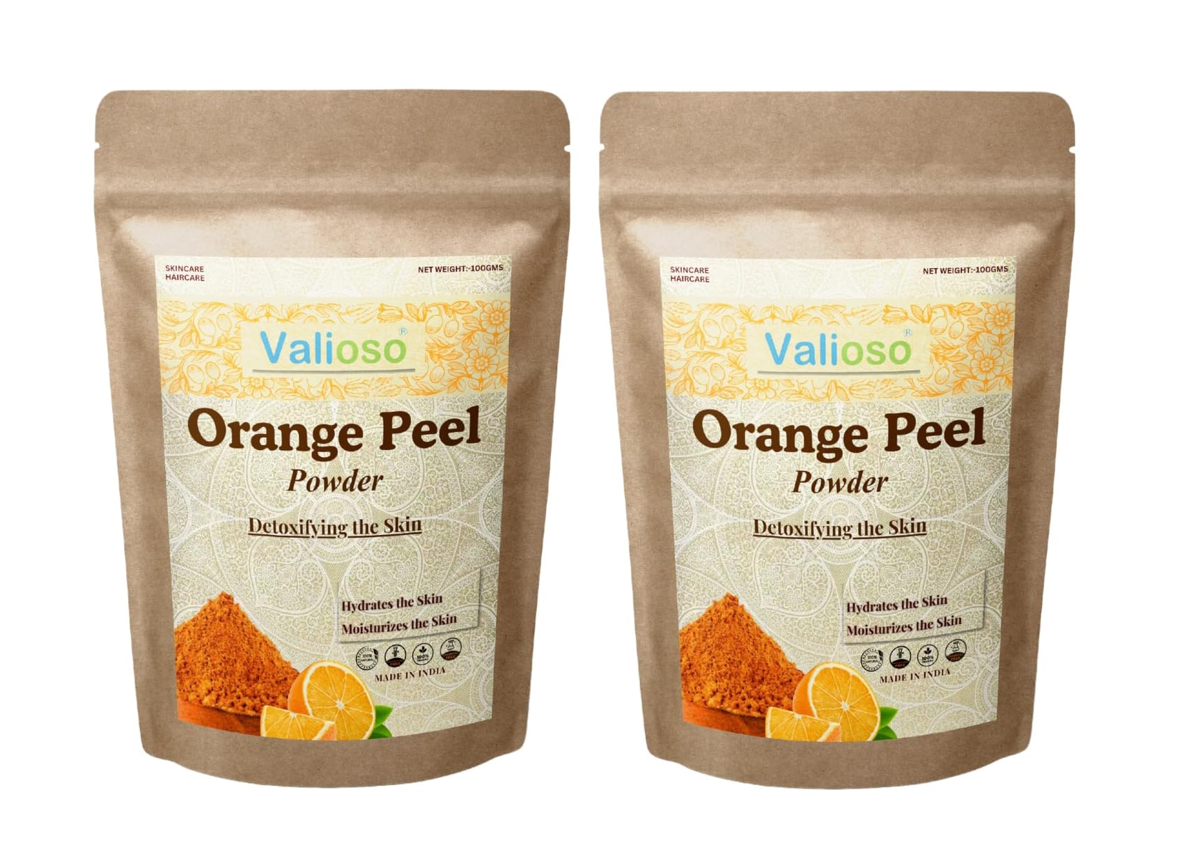 Valioso Pure & Organic Orange Peel Powder for Face & Skin Brightening - 200g | Natural Face Pack (Santra Chilka Powder) | DIY Glow Mask & Exfoliating Scrub for Radiant Skin
