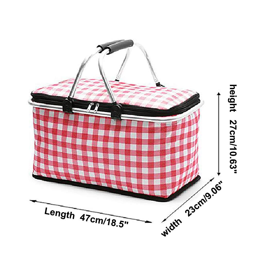 Forart 29L Insulated Picnic Basket - Double Handles Large Collapsible Cooler Bag for Outdoor Picnics, Camping, Beach & Travel | Portable Food Storage | Ships from USA