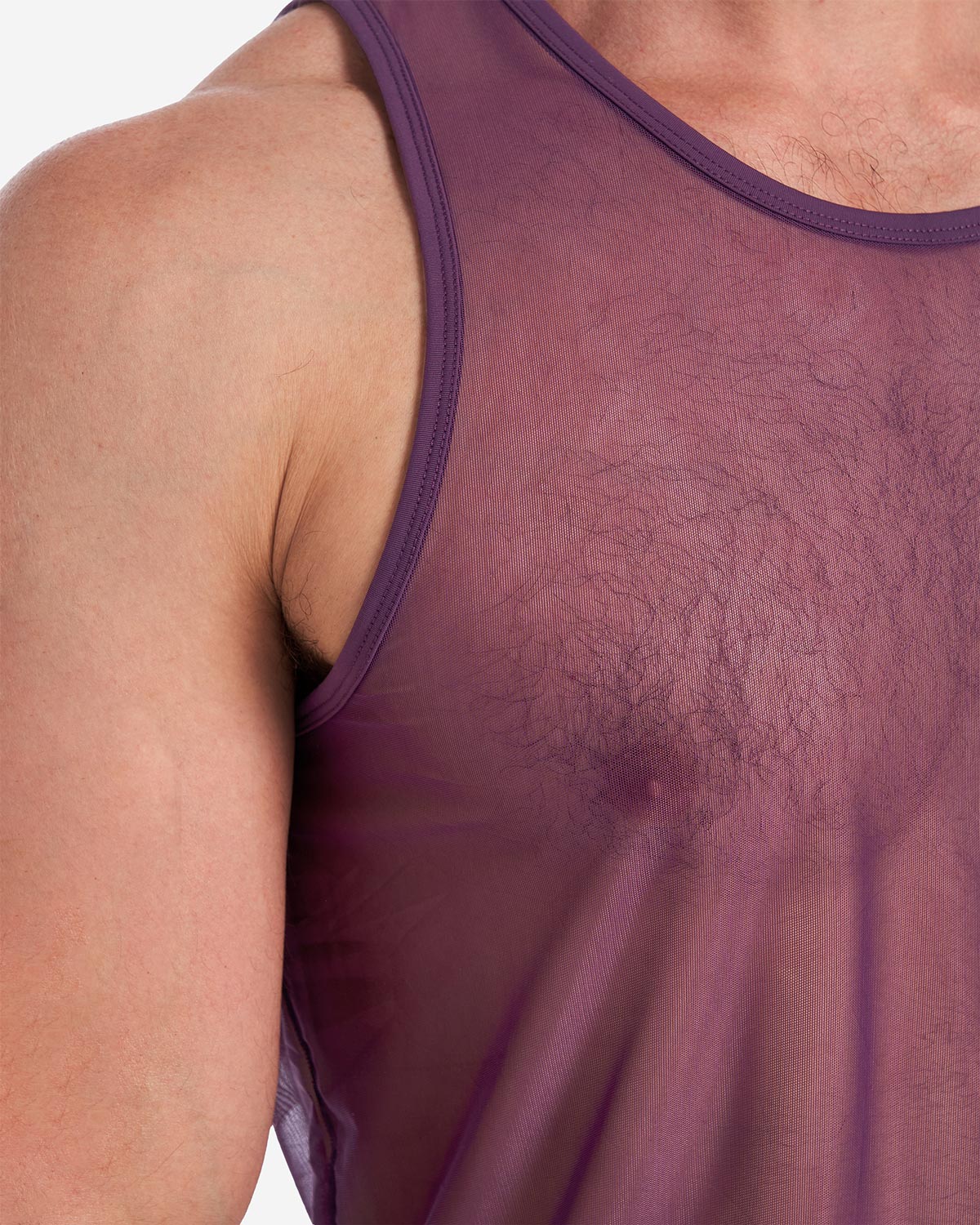 Teamm8 Score Sheer Tank Top - Breathable Mesh Fabric in Plum Purple - Perfect for Yoga, Running & Gym Workouts