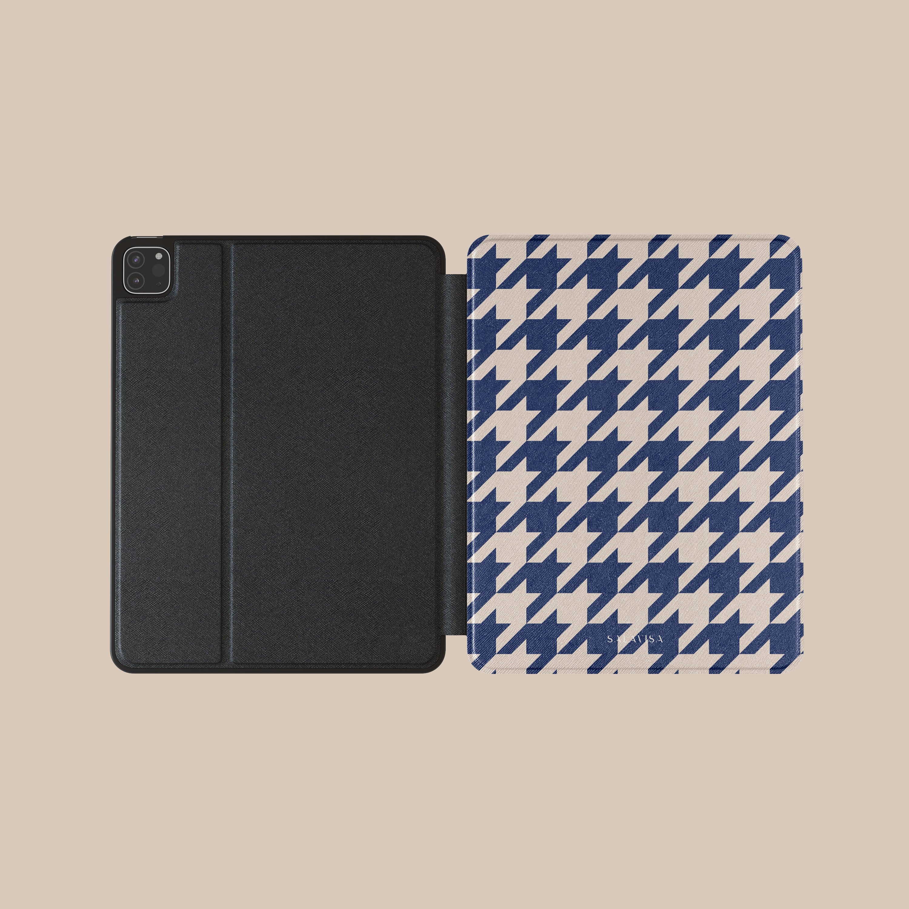 Stylish Blue Houndstooth Pattern iPad Case - Protective Cover for iPad Air/Pro (6th-12th Gen) | Perfect for Work, Travel & School Accessories
