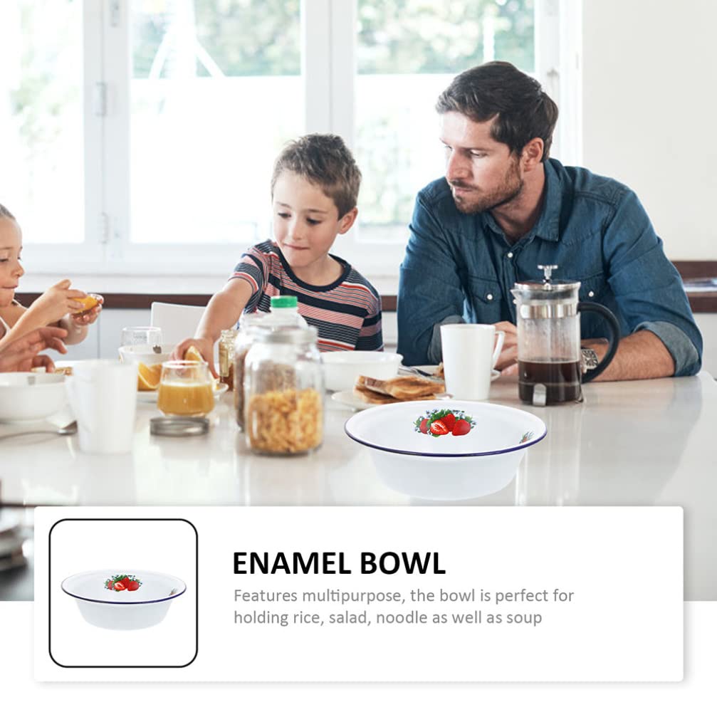 Hemoton Enamel Bowl - Multipurpose Camping & Kitchen Use for Fruits, Soup, Salad