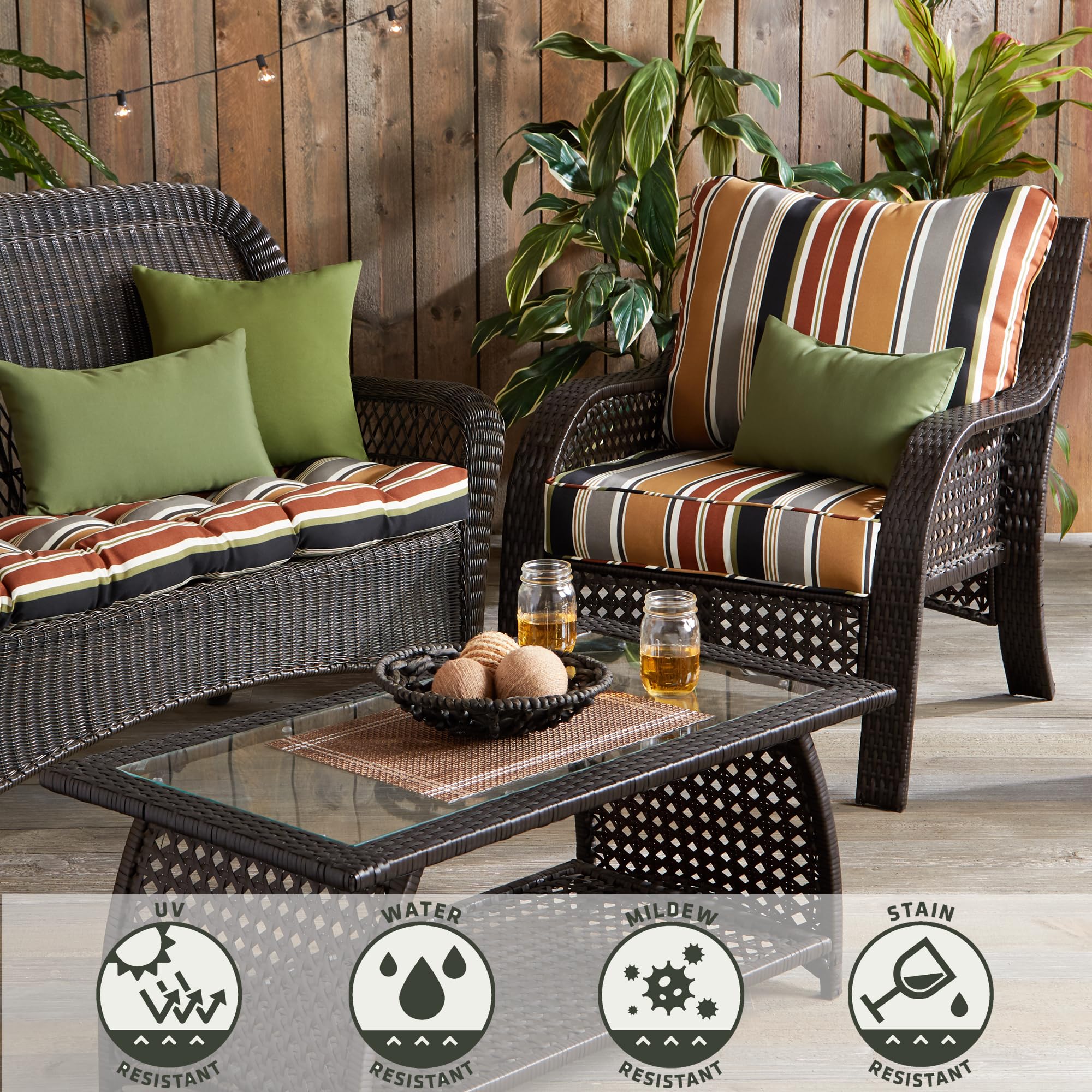 Greendale Home Fashions 2-Piece Outdoor Deep Seat Cushion Set - Waterproof & UV Resistant Patio Furniture Cushions in Espresso Brown - Perfect for Garden, Deck, Poolside & Outdoor Lounge Chairs