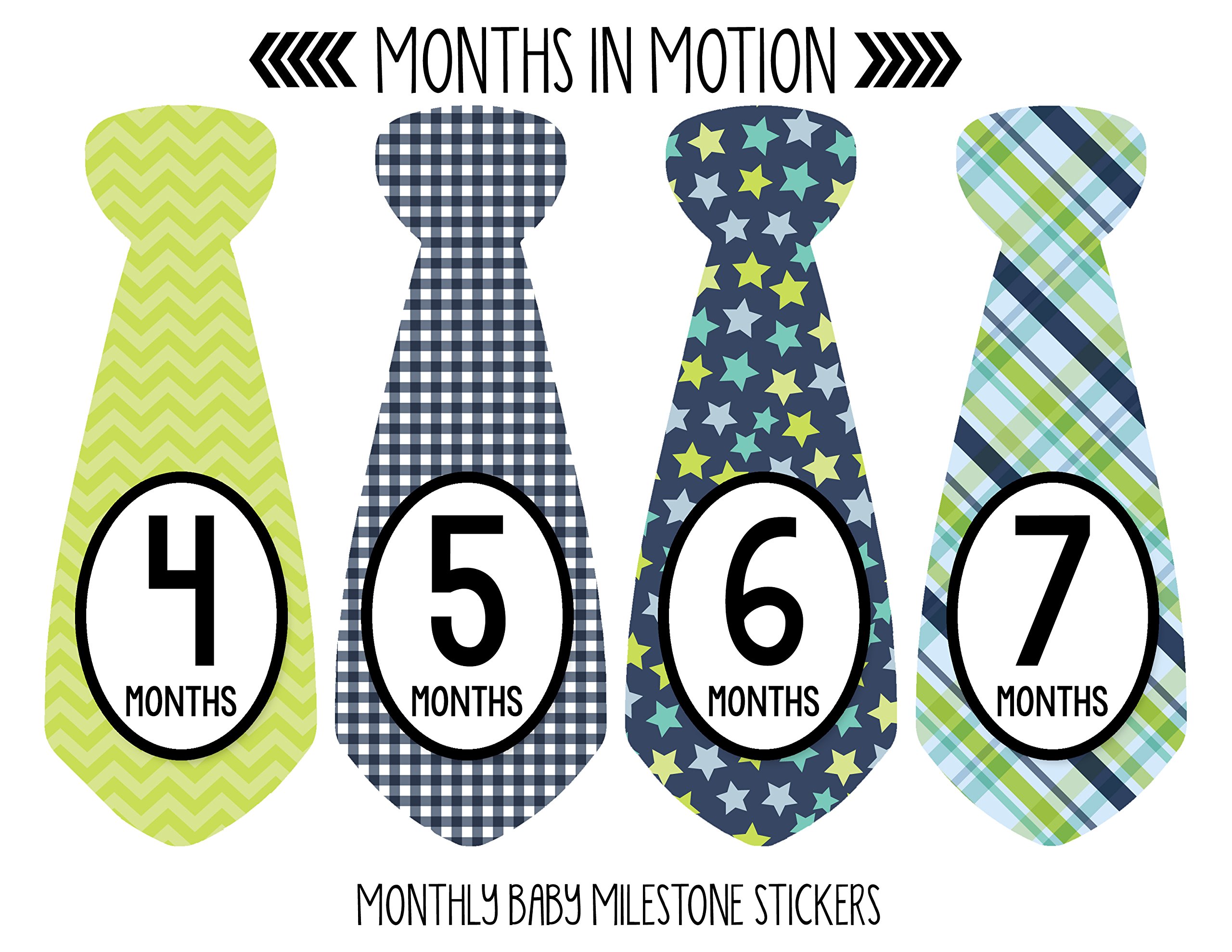 Baby Monthly Milestone Necktie Stickers - Newborn Boy Growth Photo Props - 20-Pack for Monthly Photos, Baby Showers & First Birthday Decorations
