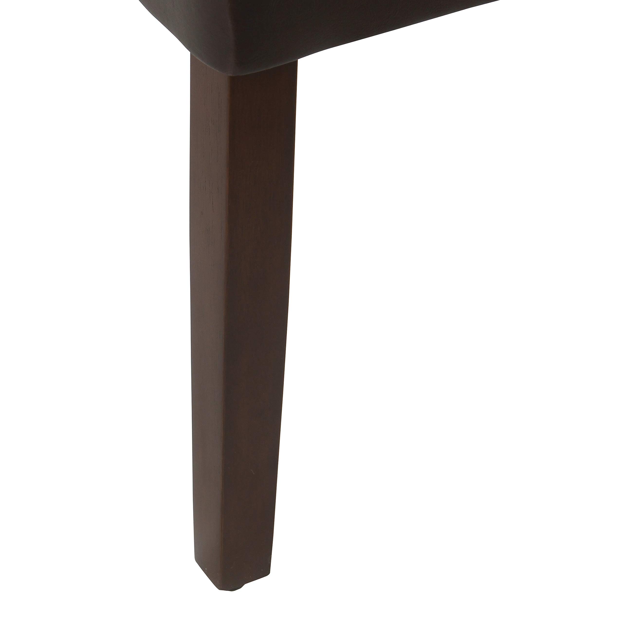 HomePop Parsons Upholstered Accent Dining Chairs, Set of 2 - Dark Brown Faux Leather for Kitchen, Dining Room & Office - Modern Comfortable Seating for Home Decor