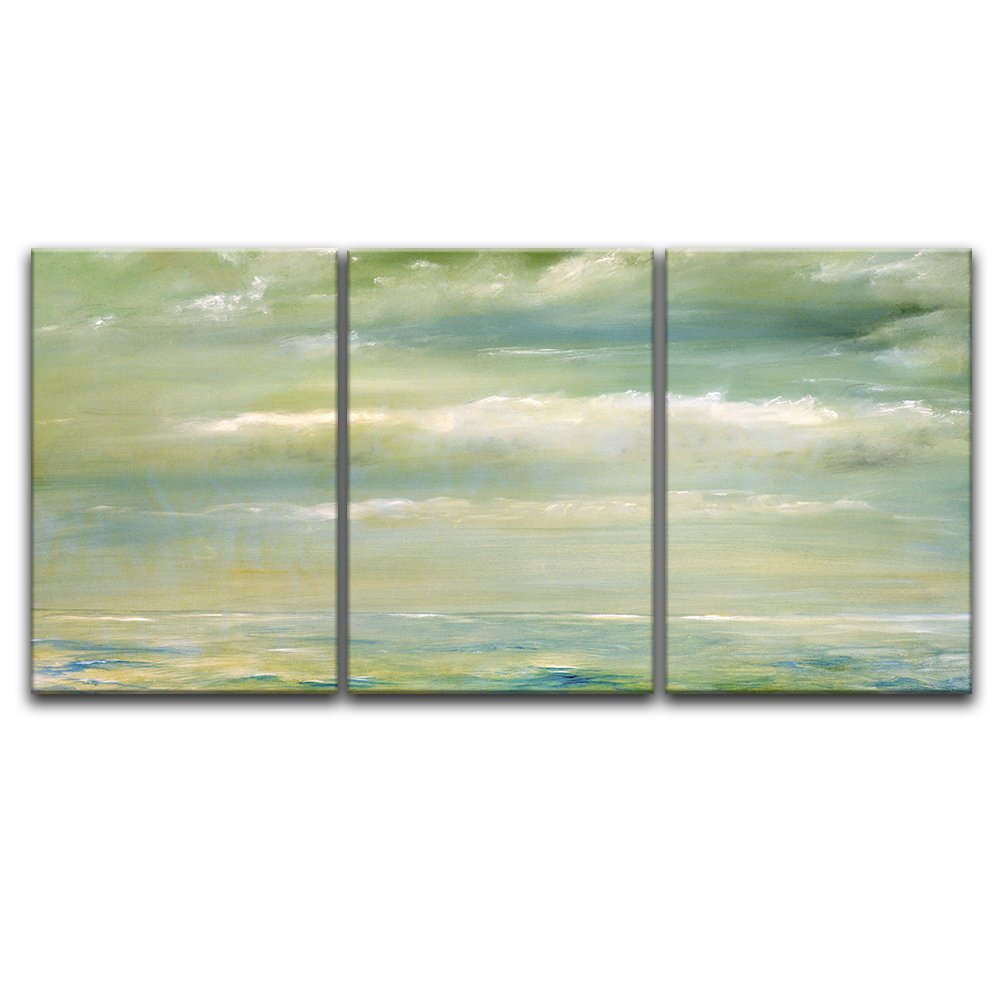 Wall26 - 3 Panel Seascape Canvas Wall Art - Oil Painting Style Giclee Print, Modern Gallery Wrap Ready to Hang (16
