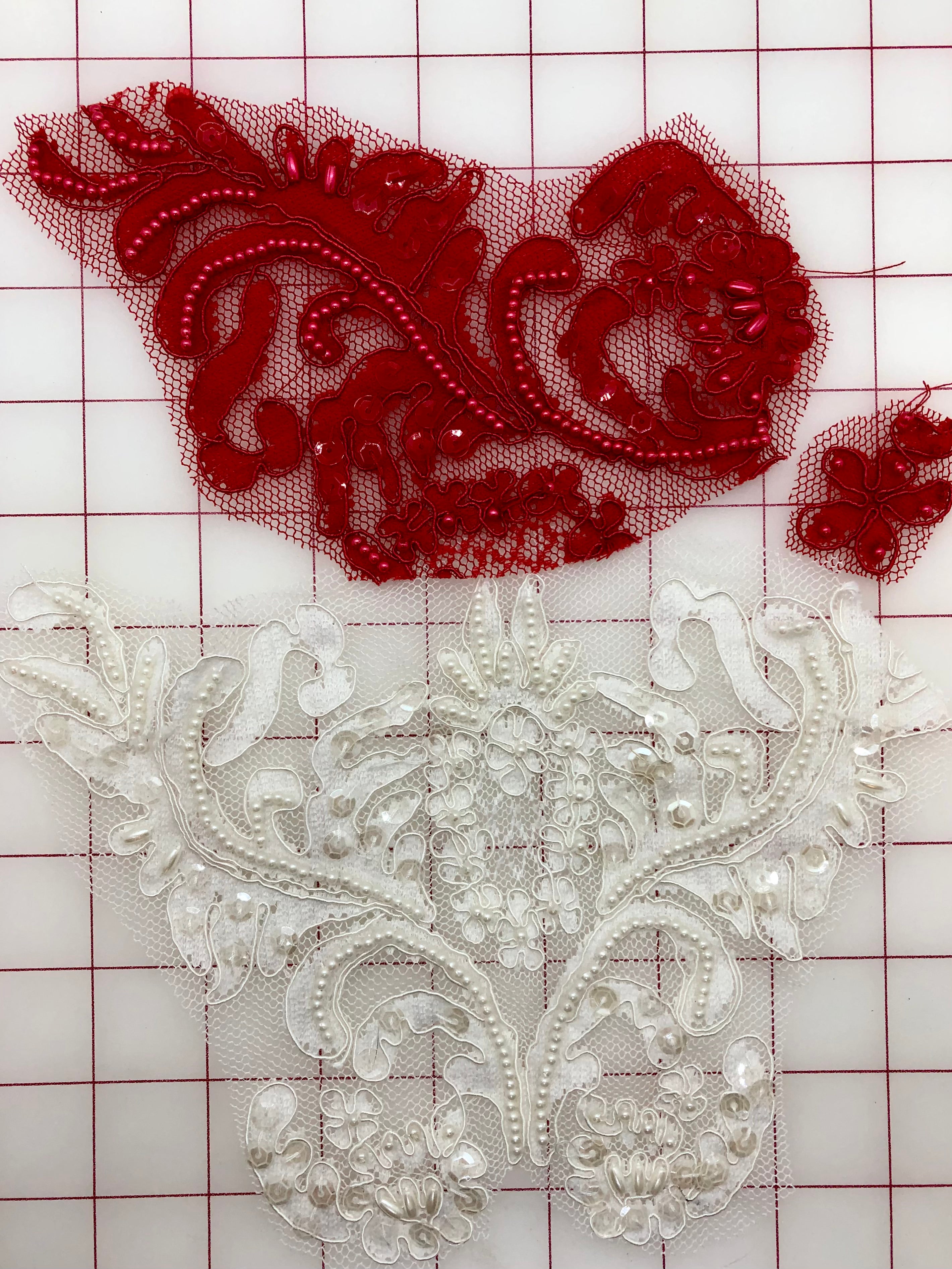 Exquisite Beaded & Sequined Lace Applique Motifs for DIY Crafts, Wedding Dresses & Costume Design - Bulk Closeout Sale