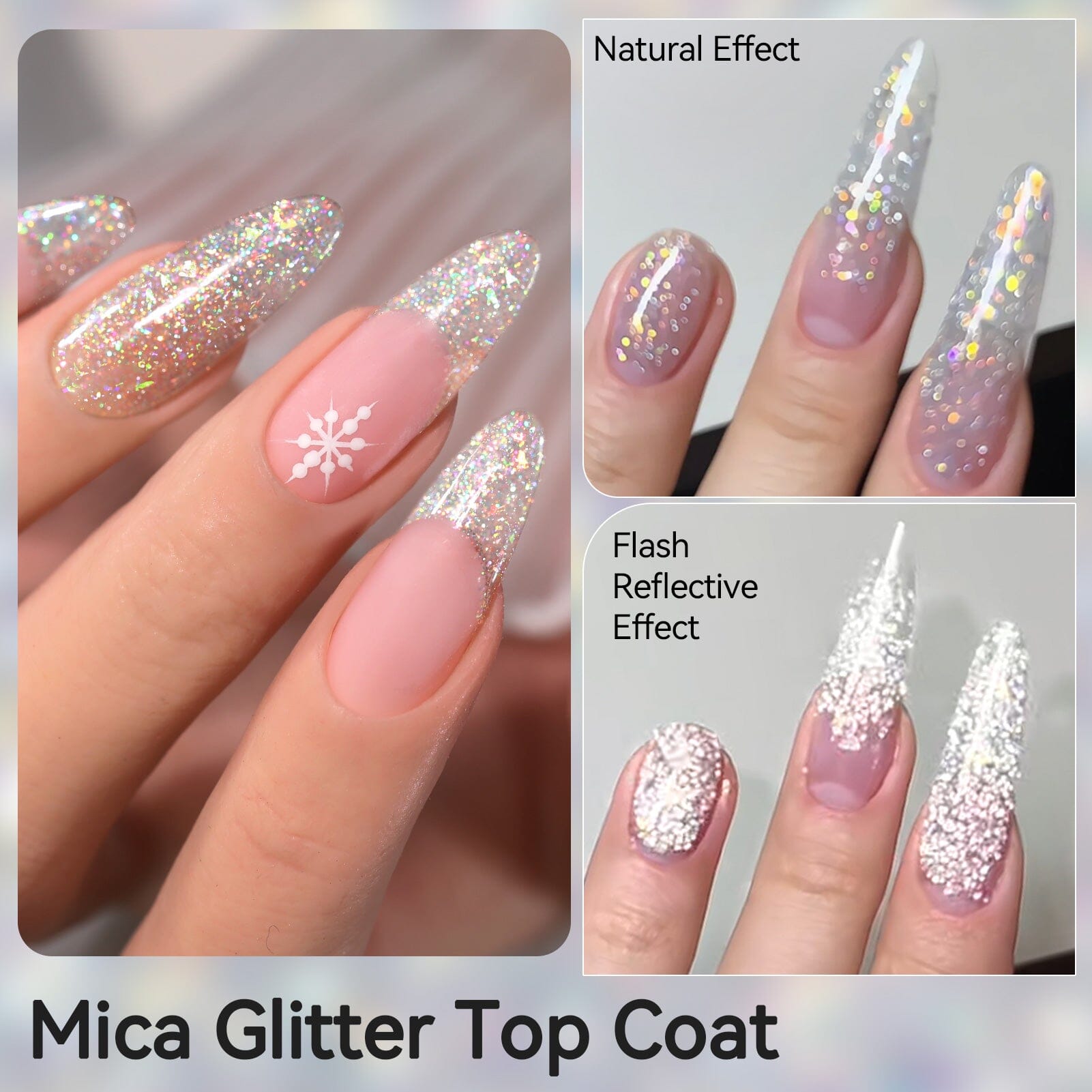 Mica Reflective Glitter Top Coat 15ml - Shimmering Nail Polish for Manicures & Pedicures - Perfect for Parties, Weddings, and Special Occasions