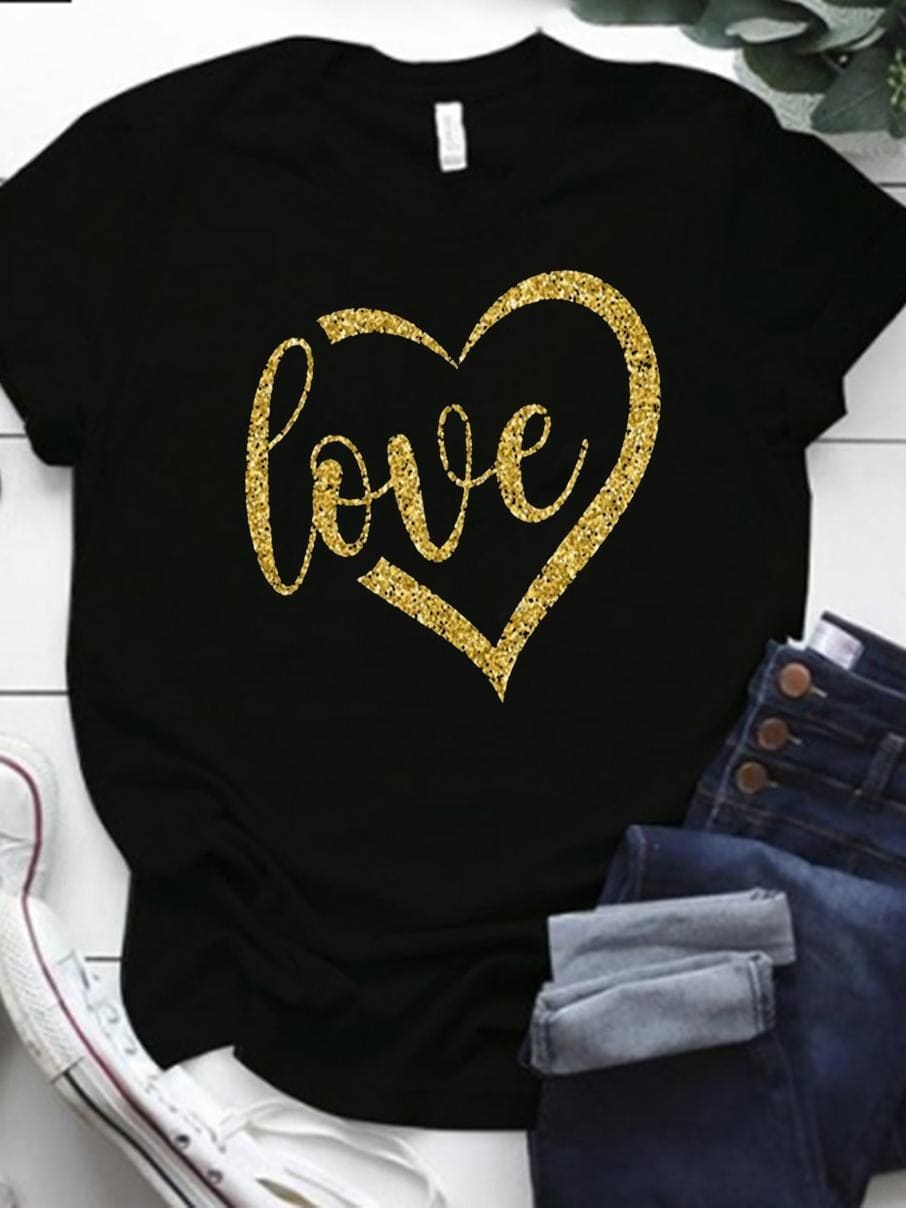 Lovevop Casual Black Versatile Crew Neck Plus Size T-Shirt for Women - Comfortable Everyday Wear for Work, Travel & Lounge