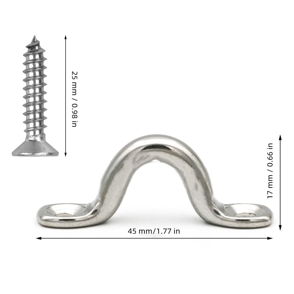 Stainless Steel Kayak Deck Loops - 12PCS Heavy Duty Eye Straps with 24 Screws for Tie Down Anchors, Boat Fenders & Kayak Top Straps | Perfect for Kayak Accessories, Canoe Rigging & Marine Deck Hardware Installation