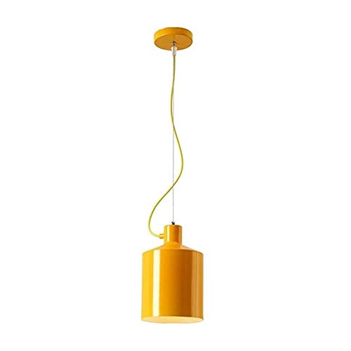 Vintage Industrial Single-Head Wrought Iron Chandelier - Retro E27 Hanging Pendant Light for Bedroom, Cafe, Restaurant & Bar Decor (Yellow) | Perfect for Bedside, Study & Dining Area Lighting