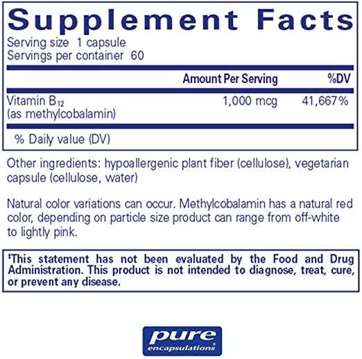 Premium Methylcobalamin 1000 mcg Vitamin B12 Supplement - Supports Energy, Nerve Health & Brain Function - Ideal for Vegan, Vegetarian & Active Lifestyles