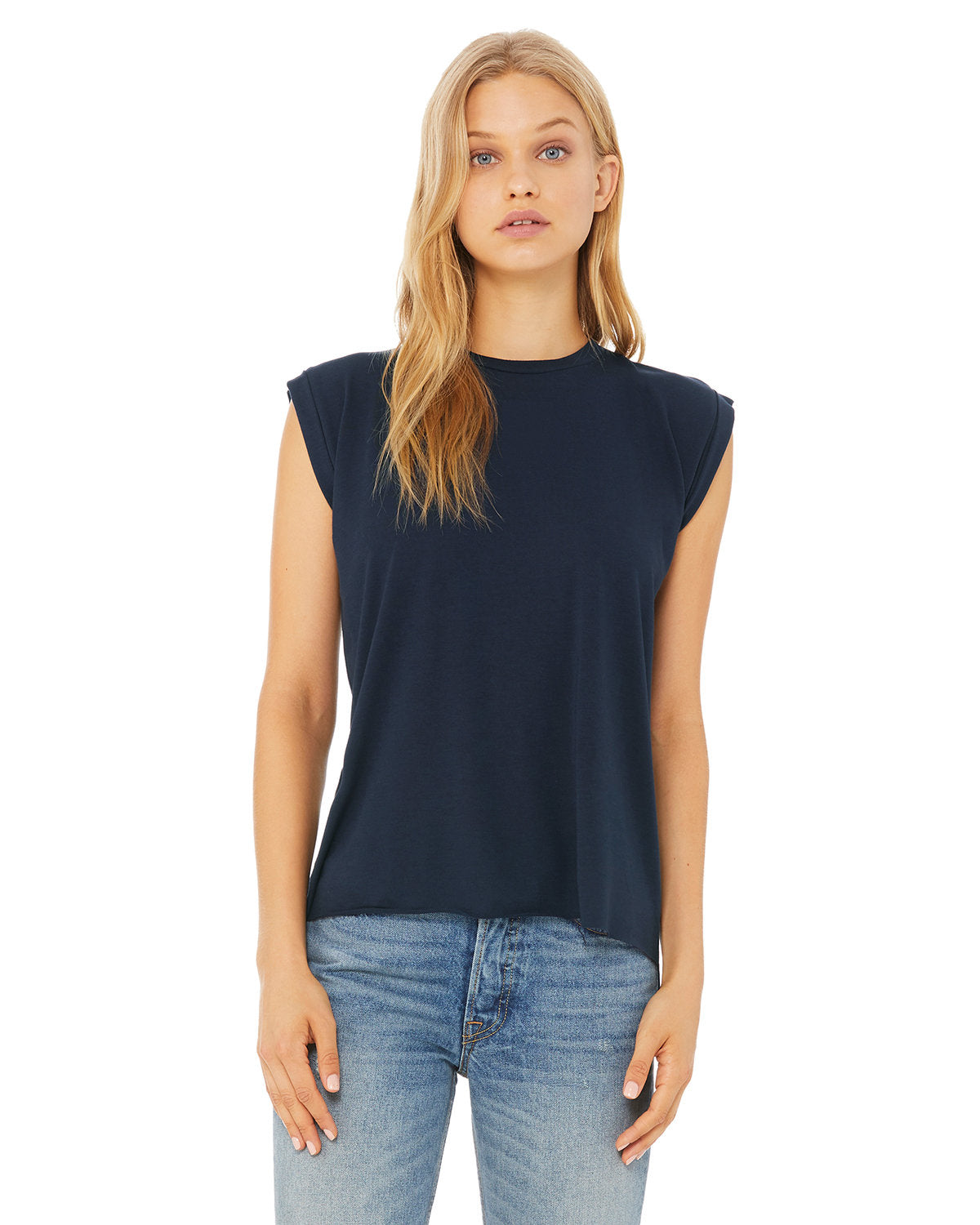 Bella + Canvas 8804 Women's Flowy Muscle Tee with Rolled Cuff - Soft & Comfortable Workout Shirt for Yoga, Running & Gym | Trendy Casual Wear for Everyday Outfits